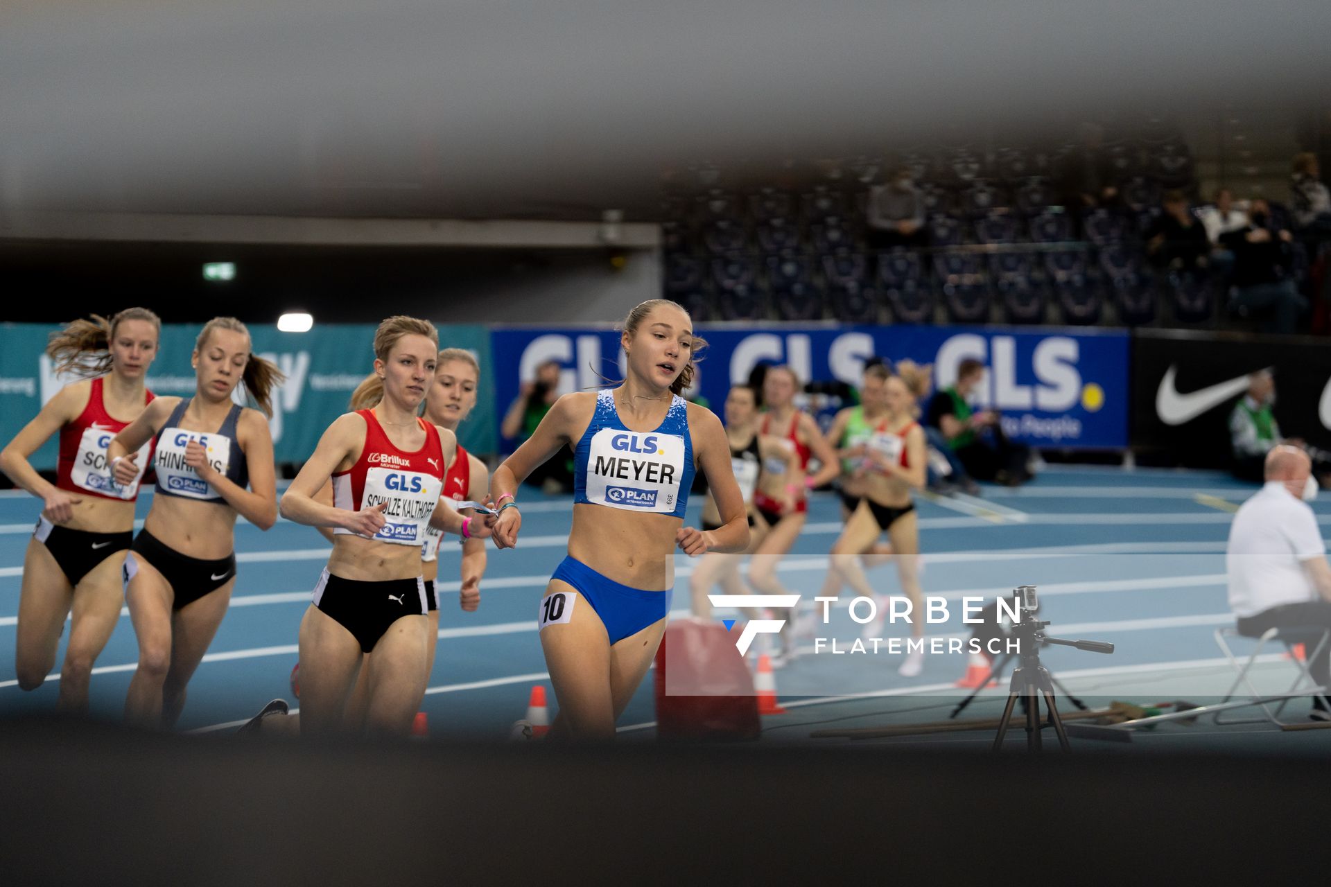 Fabiane Meyer (TV Westfalia Epe) am 27.02.2022 waehrend der Deutschen Leichtathletik-Hallenmeisterschaften (Tag 2) in der Quarterback Immobilien Arena in Leipzig