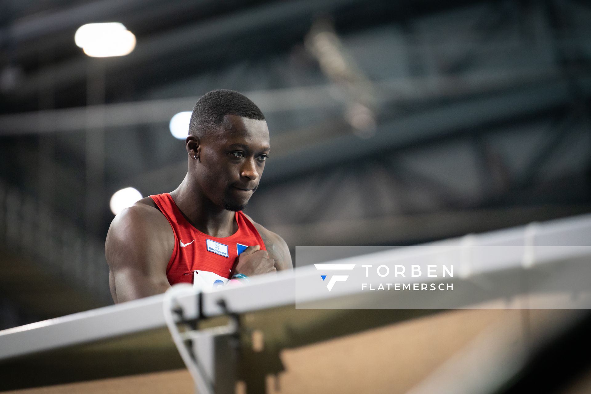 Owen Ansah (Hamburger SV) am 27.02.2022 waehrend der Deutschen Leichtathletik-Hallenmeisterschaften (Tag 2) in der Quarterback Immobilien Arena in Leipzig