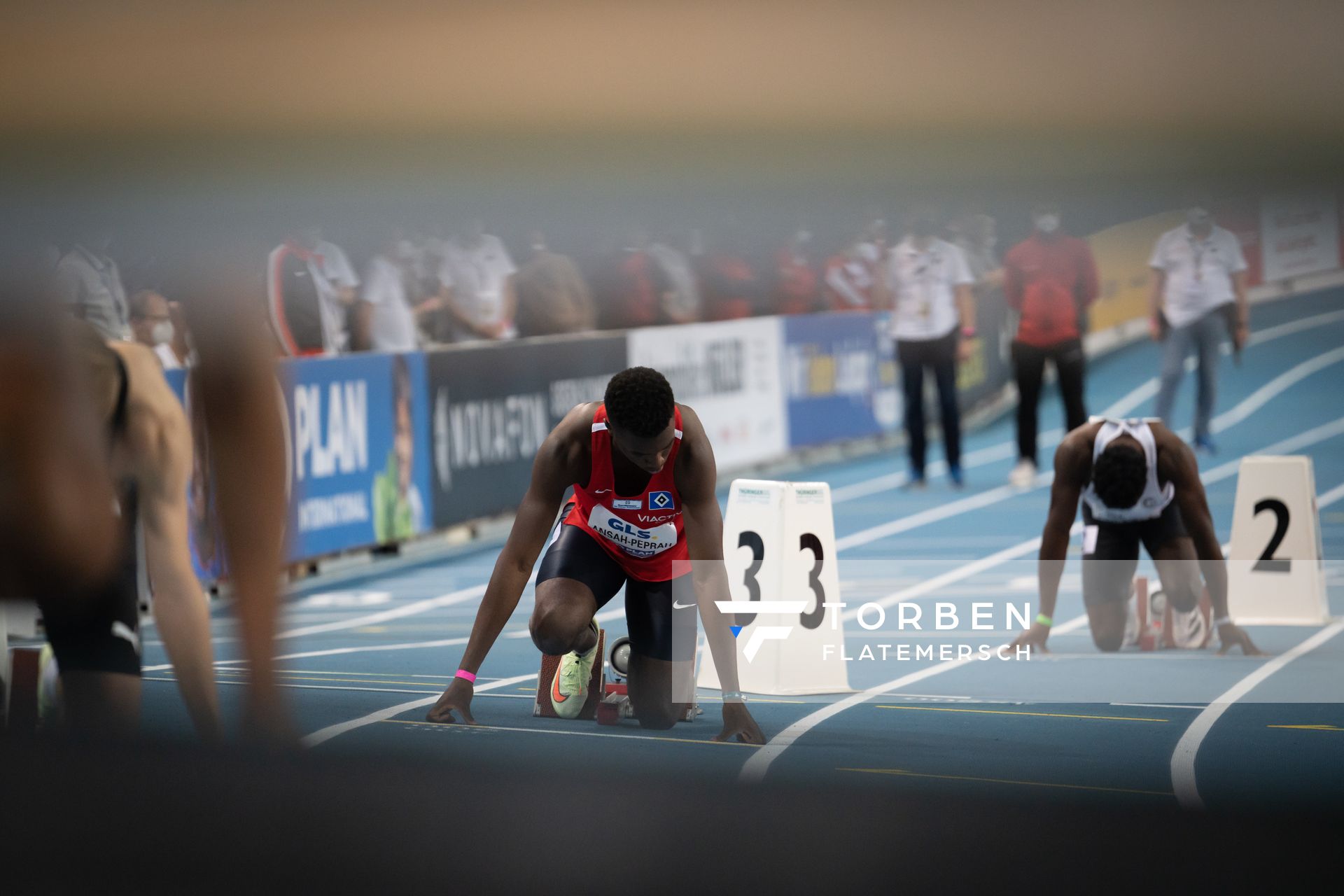 Lucas Ansah-Peprah (Hamburger SV) 27.02.2022 waehrend der Deutschen Leichtathletik-Hallenmeisterschaften (Tag 2) in der Quarterback Immobilien Arena in Leipzig