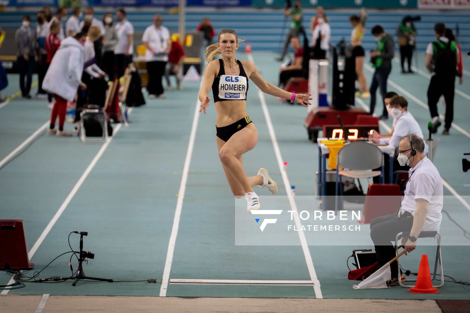 Merle Homeier (LG Goettingen) am 27.02.2022 waehrend der Deutschen Leichtathletik-Hallenmeisterschaften (Tag 2) in der Quarterback Immobilien Arena in Leipzig