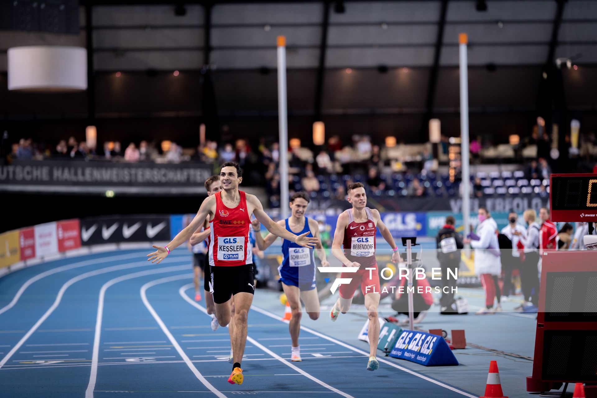 Christoph Kessler (LG Region Karlsruhe) am 27.02.2022 waehrend der Deutschen Leichtathletik-Hallenmeisterschaften (Tag 2) in der Quarterback Immobilien Arena in Leipzig