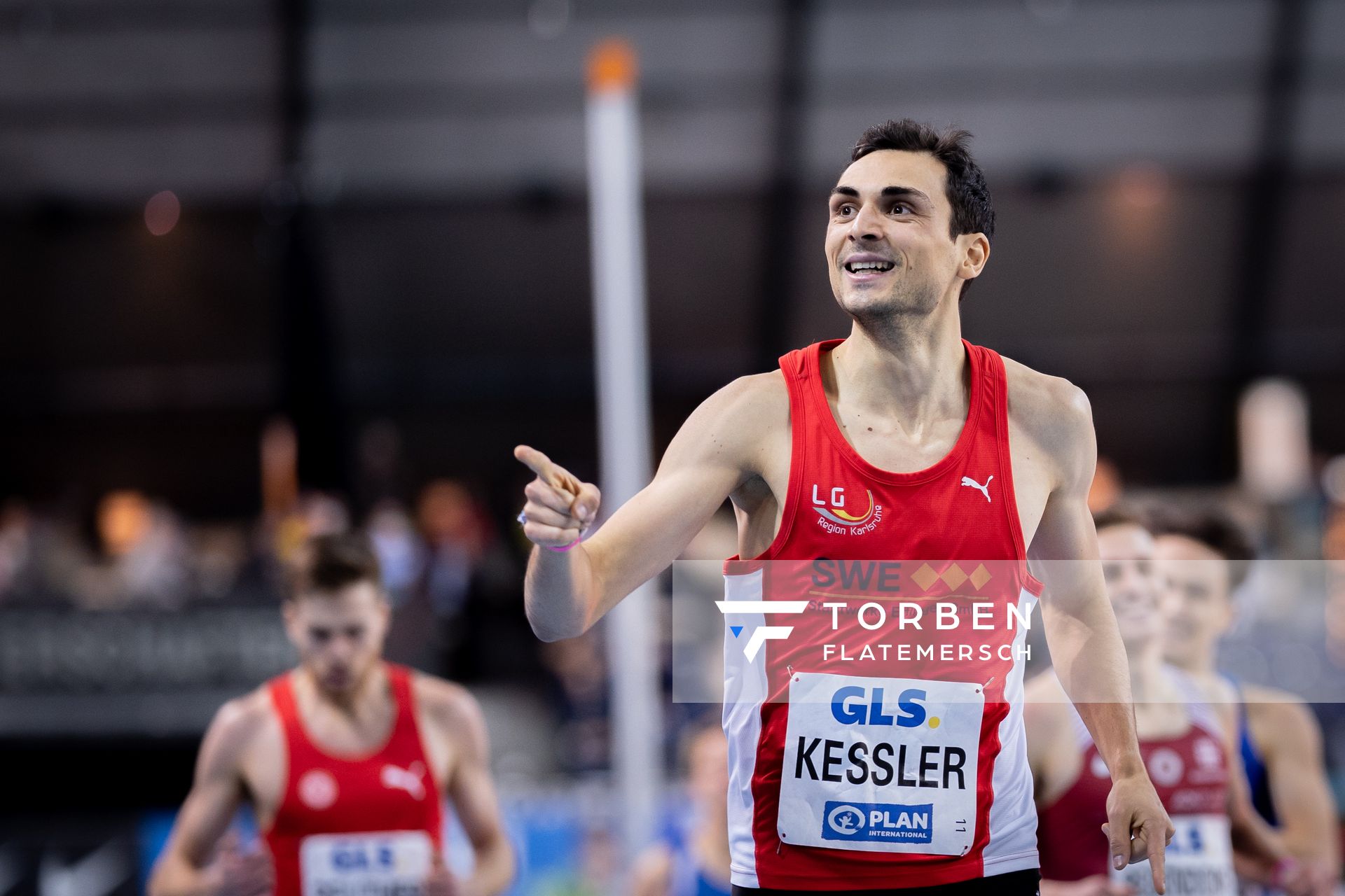 Christoph Kessler (LG Region Karlsruhe) am 27.02.2022 waehrend der Deutschen Leichtathletik-Hallenmeisterschaften (Tag 2) in der Quarterback Immobilien Arena in Leipzig