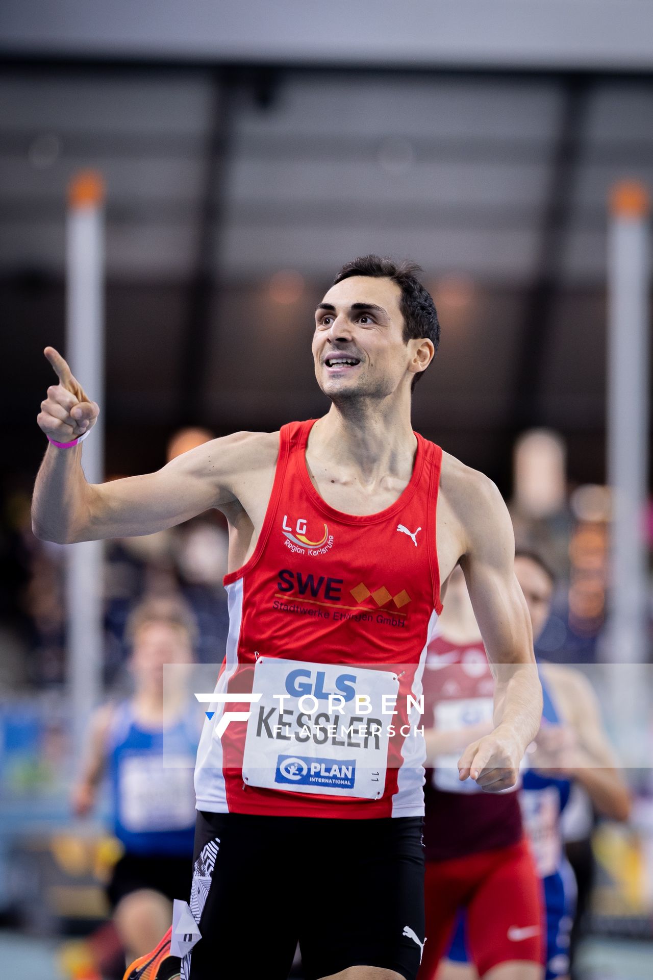 Christoph Kessler (LG Region Karlsruhe) am 27.02.2022 waehrend der Deutschen Leichtathletik-Hallenmeisterschaften (Tag 2) in der Quarterback Immobilien Arena in Leipzig