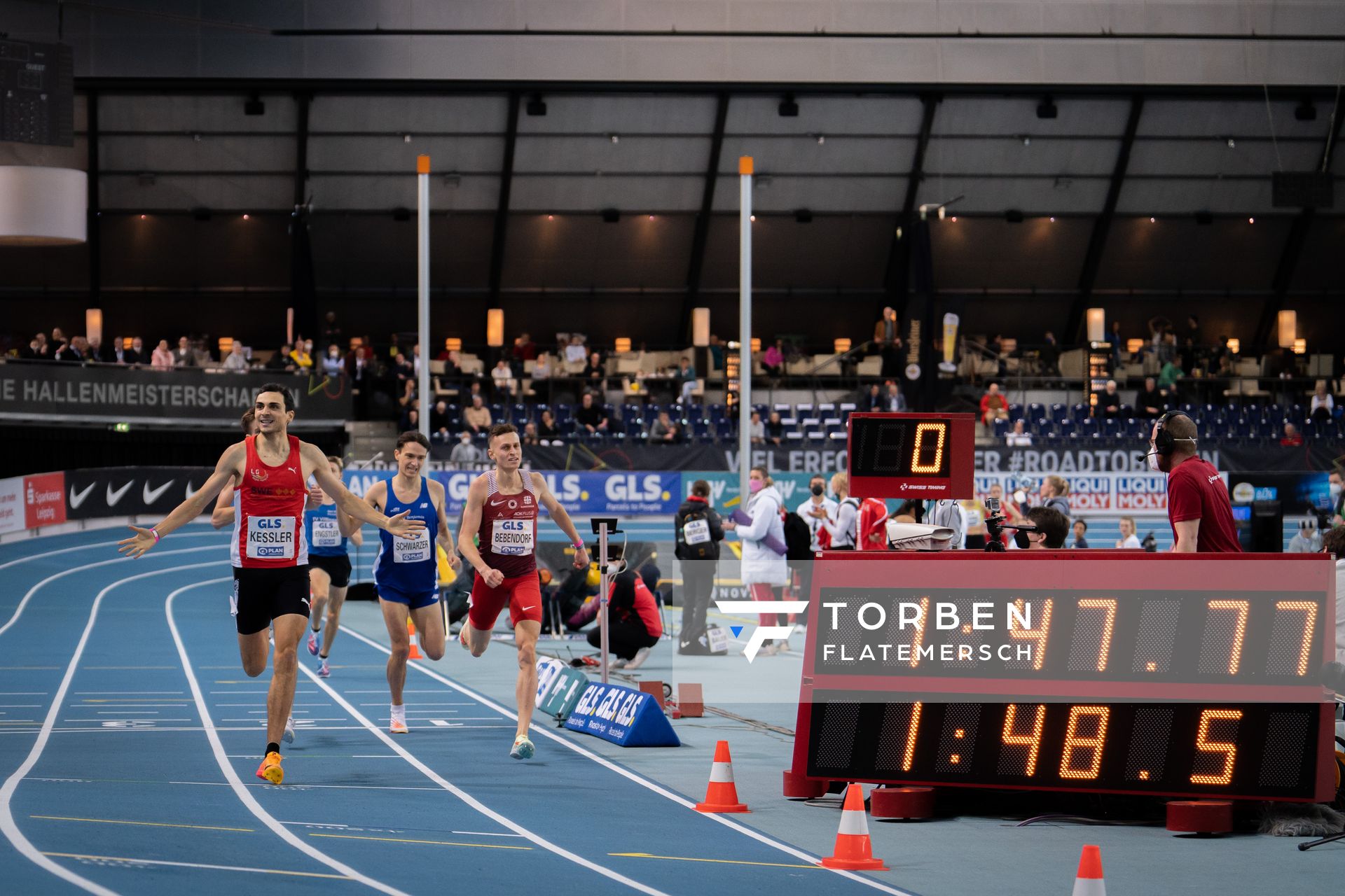 Christoph Kessler (LG Region Karlsruhe) am 27.02.2022 waehrend der Deutschen Leichtathletik-Hallenmeisterschaften (Tag 2) in der Quarterback Immobilien Arena in Leipzig