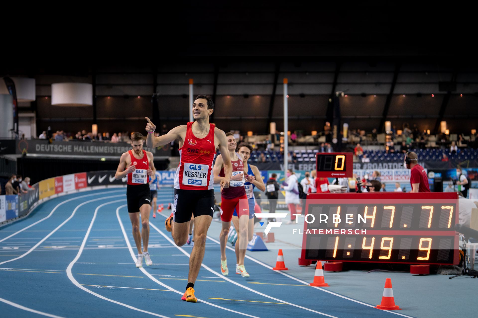Christoph Kessler (LG Region Karlsruhe) am 27.02.2022 waehrend der Deutschen Leichtathletik-Hallenmeisterschaften (Tag 2) in der Quarterback Immobilien Arena in Leipzig