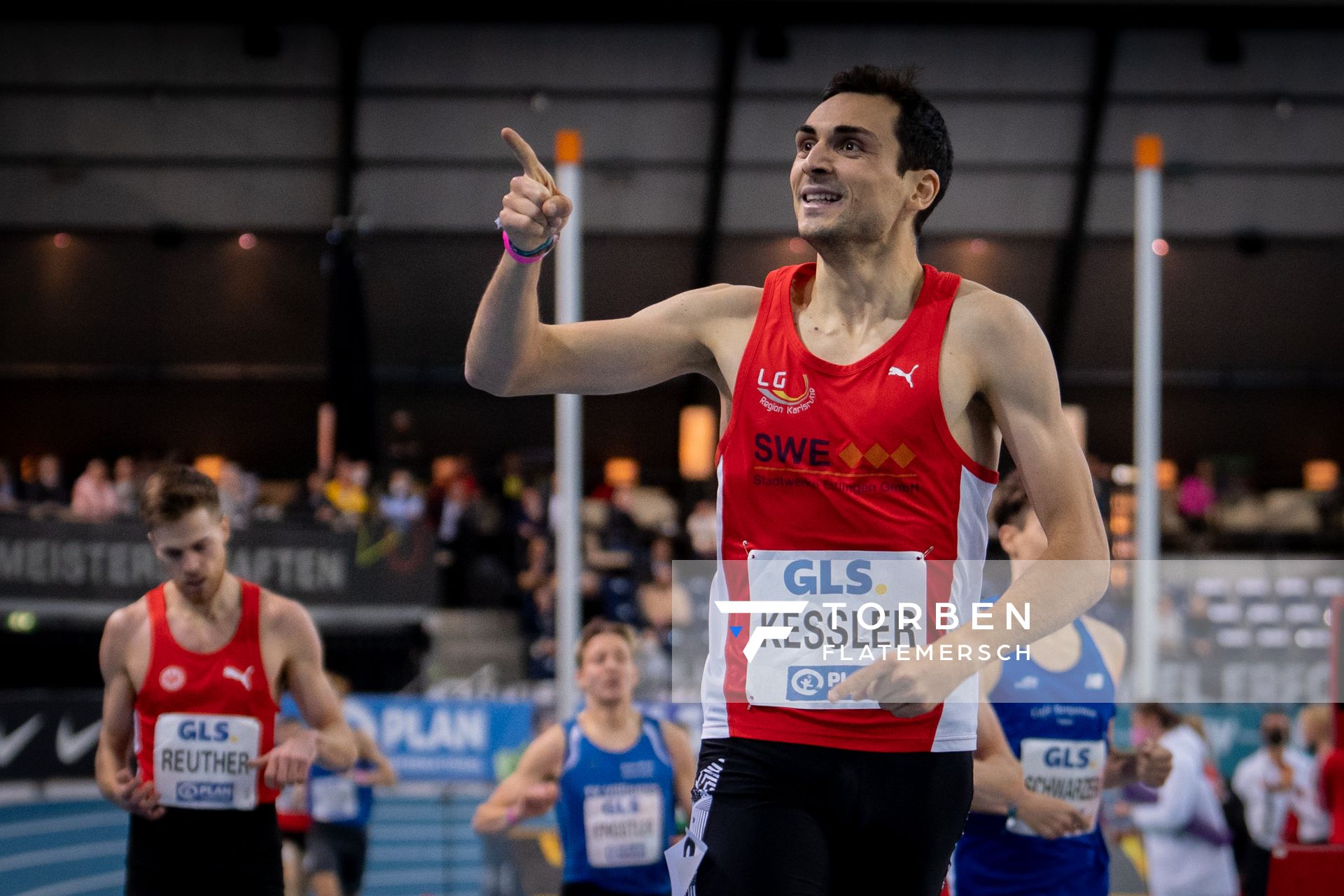 Christoph Kessler (LG Region Karlsruhe) am 27.02.2022 waehrend der Deutschen Leichtathletik-Hallenmeisterschaften (Tag 2) in der Quarterback Immobilien Arena in Leipzig