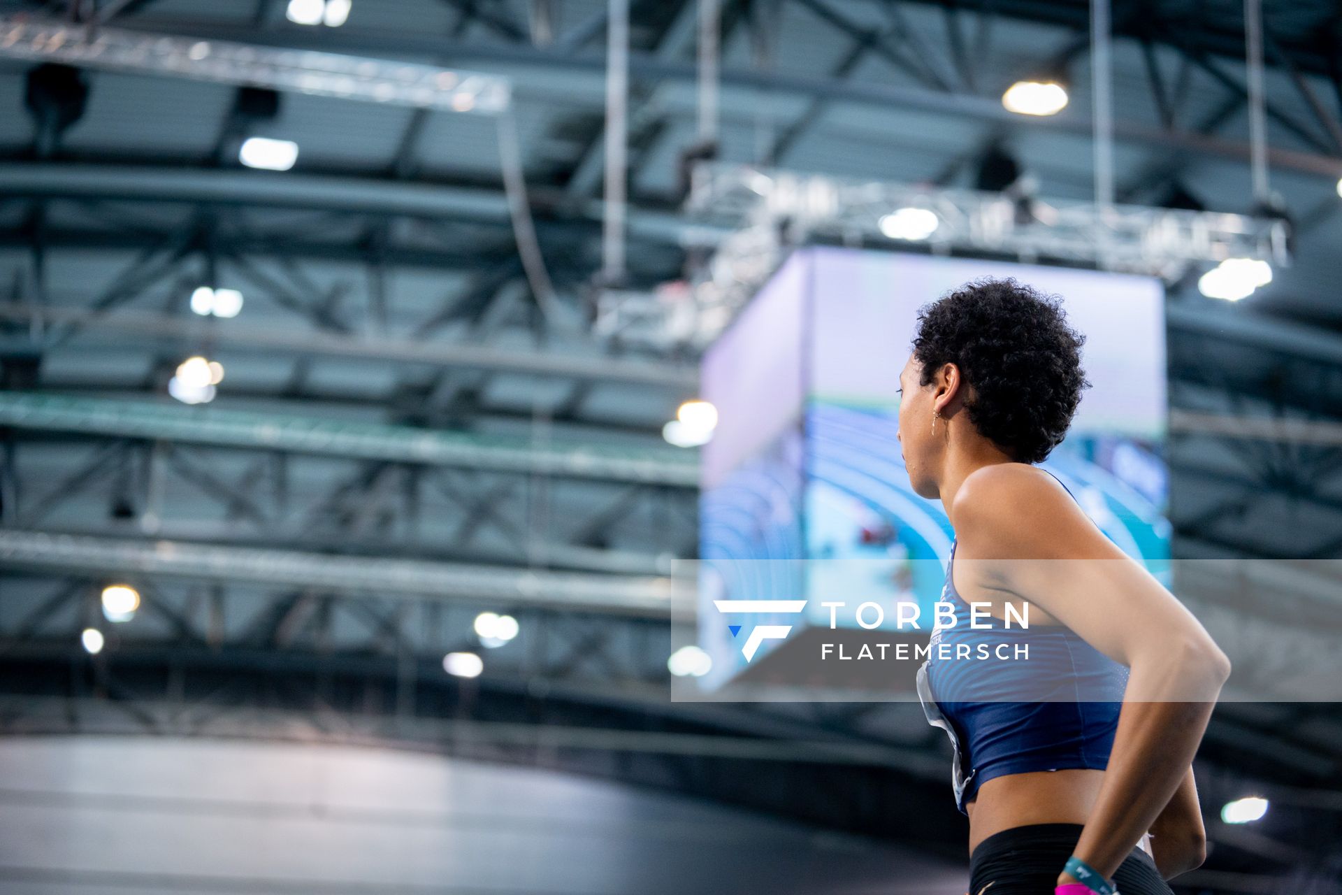 Malaika Mihambo (LG Kurpfalz) am 27.02.2022 waehrend der Deutschen Leichtathletik-Hallenmeisterschaften (Tag 2) in der Quarterback Immobilien Arena in Leipzig