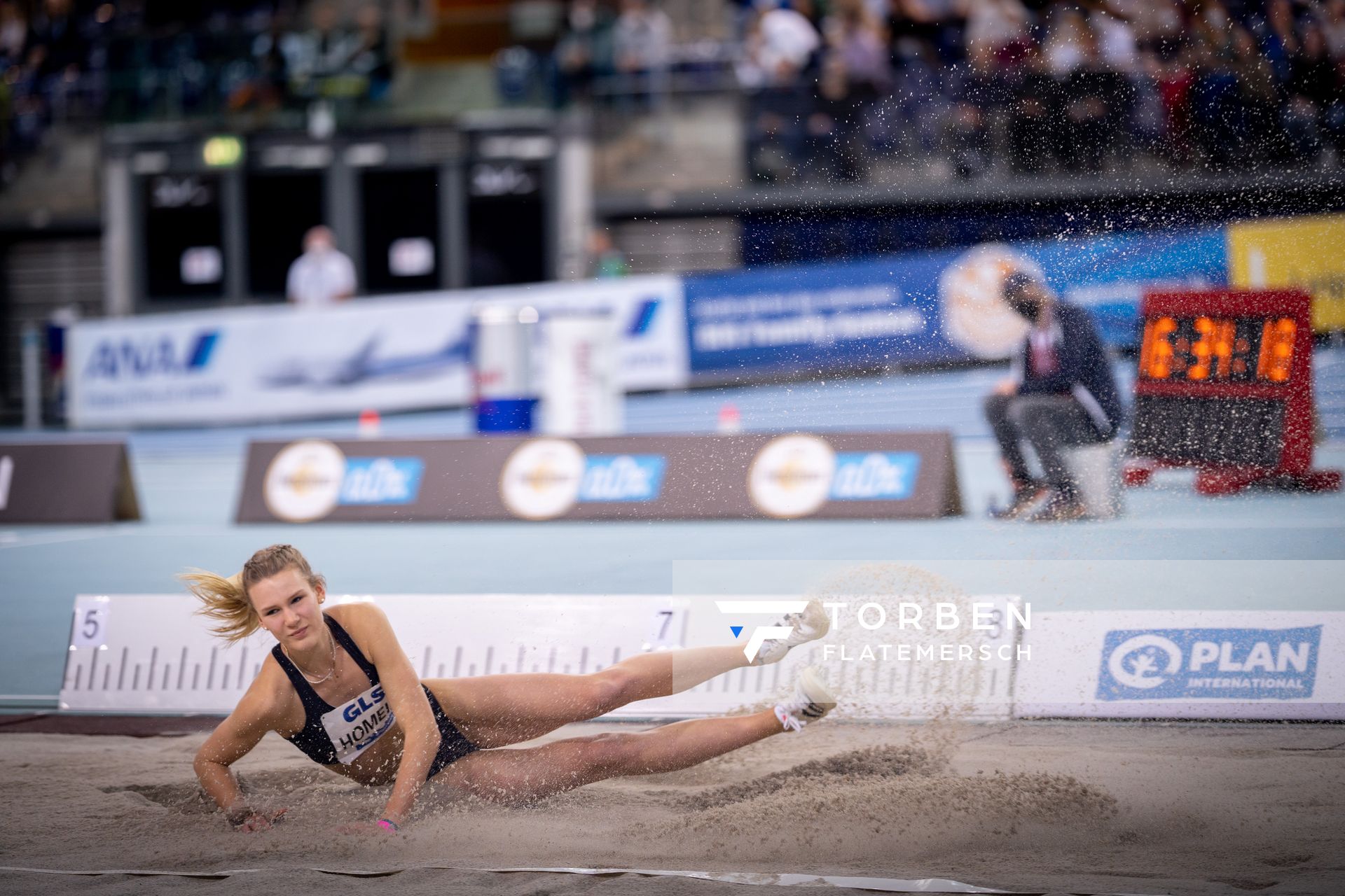 Merle Homeier (LG Goettingen) am 27.02.2022 waehrend der Deutschen Leichtathletik-Hallenmeisterschaften (Tag 2) in der Quarterback Immobilien Arena in Leipzig