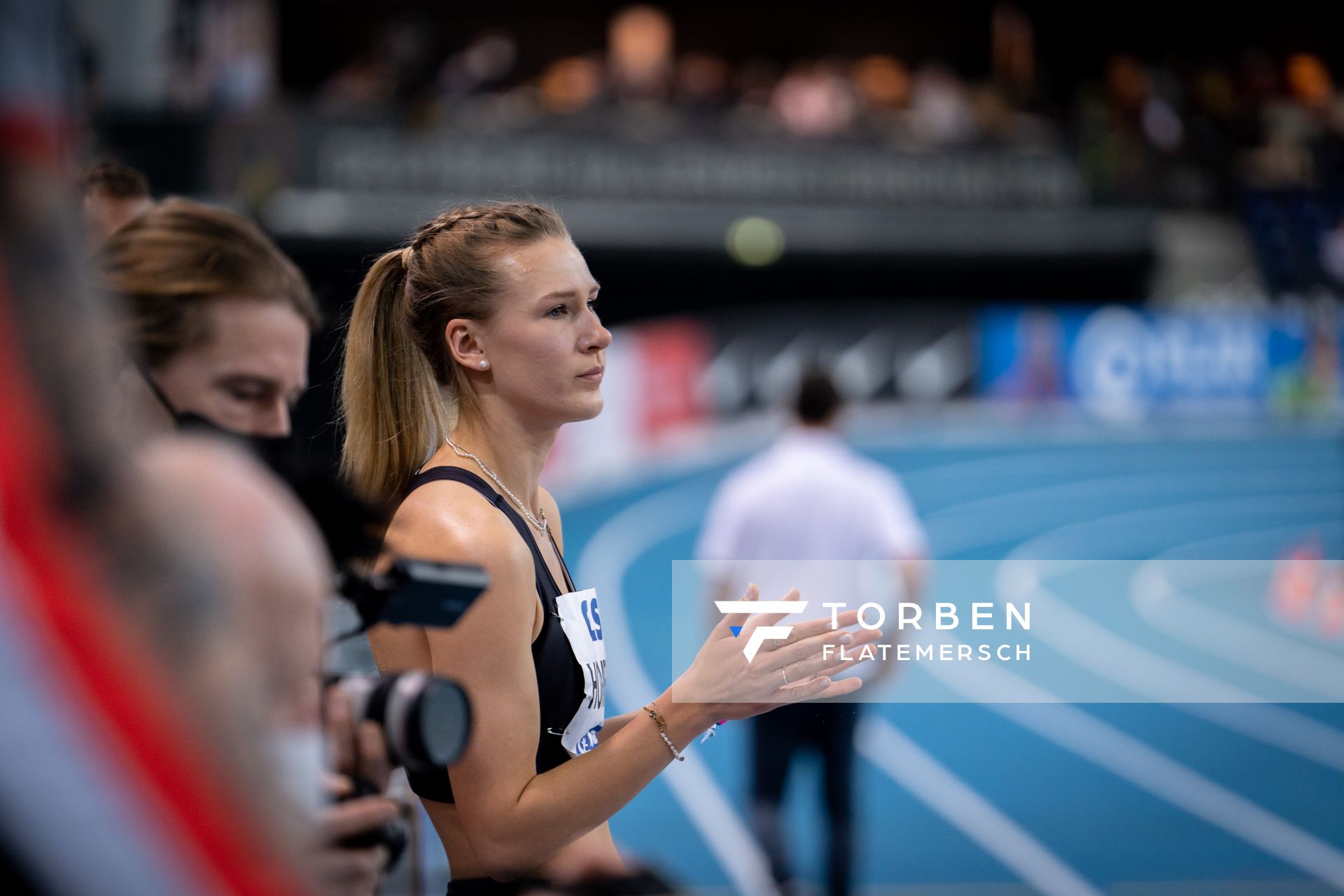 Merle Homeier (LG Goettingen) am 27.02.2022 waehrend der Deutschen Leichtathletik-Hallenmeisterschaften (Tag 2) in der Quarterback Immobilien Arena in Leipzig