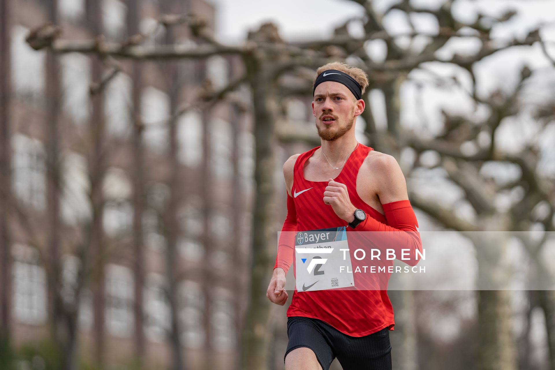 Jonathan Dahlke (TSV Bayer 04 Leverkusen) am 06.03.2022 beim „Rund um das Bayer-Kreuz“ in Leverkusen