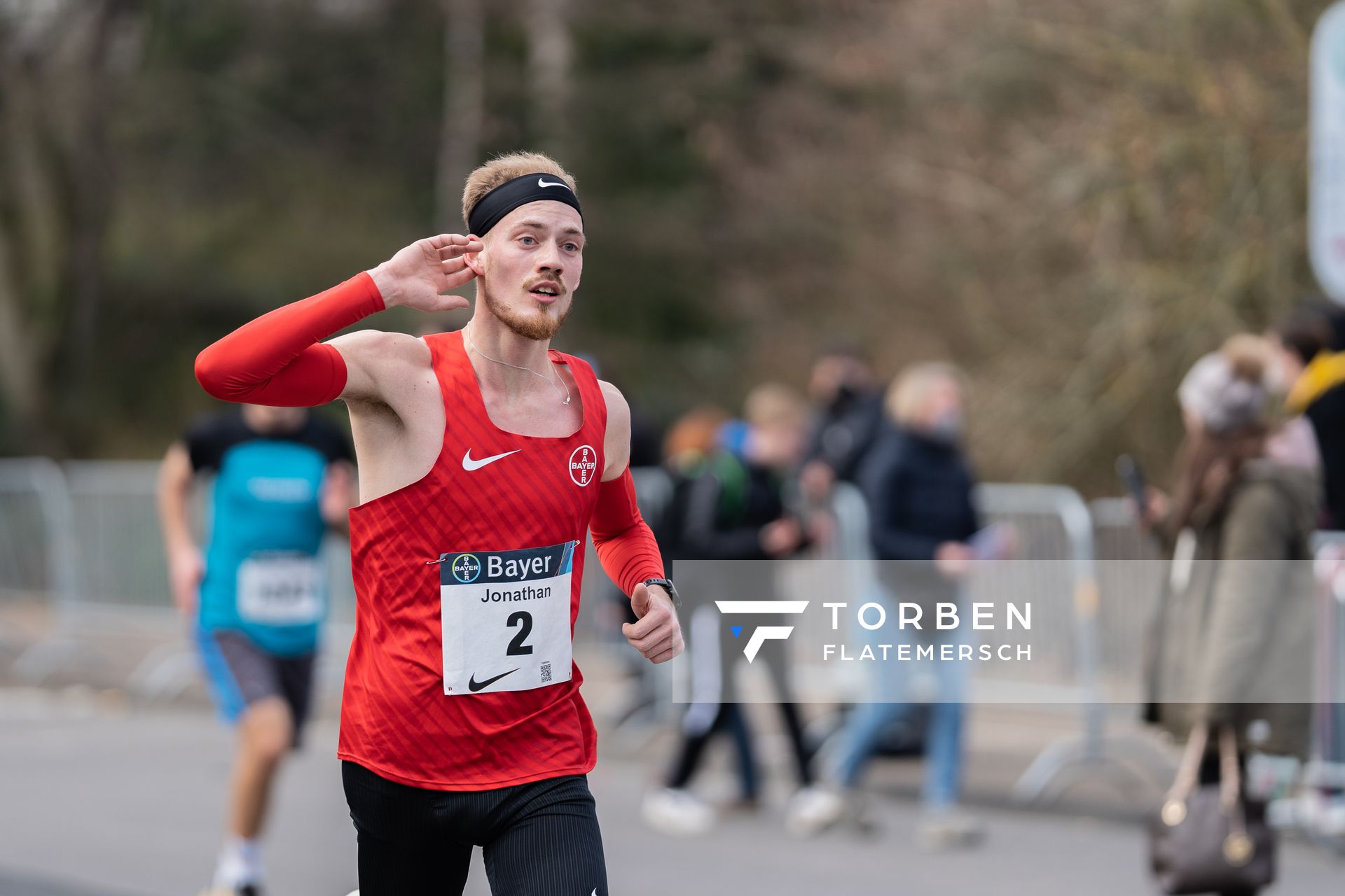 Jonathan Dahlke (TSV Bayer 04 Leverkusen) am 06.03.2022 beim „Rund um das Bayer-Kreuz“ in Leverkusen