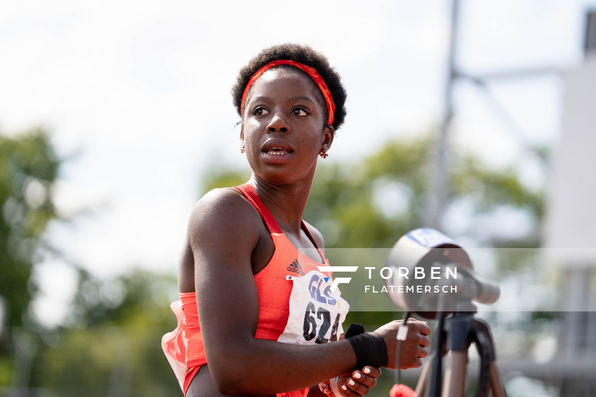 Fortuna Ornella Nkengue (MTV Wittmund) im Kugelstossen am 15.07.2022 waehrend den deutschen Leichtathletik-Jugendmeisterschaften 2022 in Ulm