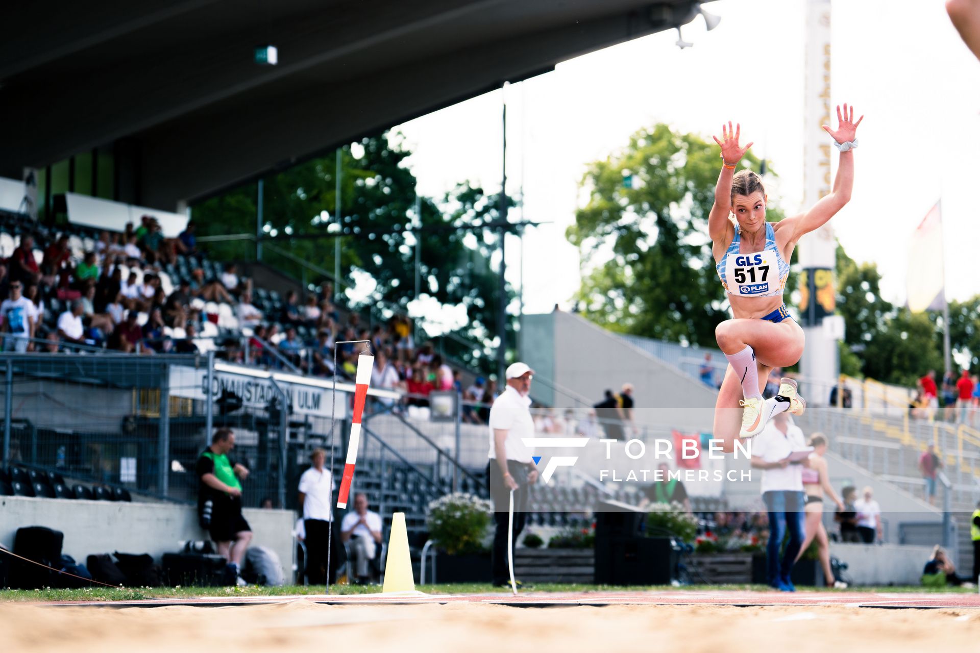 Lucy Junge (HSG Universitaet Greifswald) im Dreisprung am 15.07.2022 waehrend den deutschen Leichtathletik-Jugendmeisterschaften 2022 in Ulm