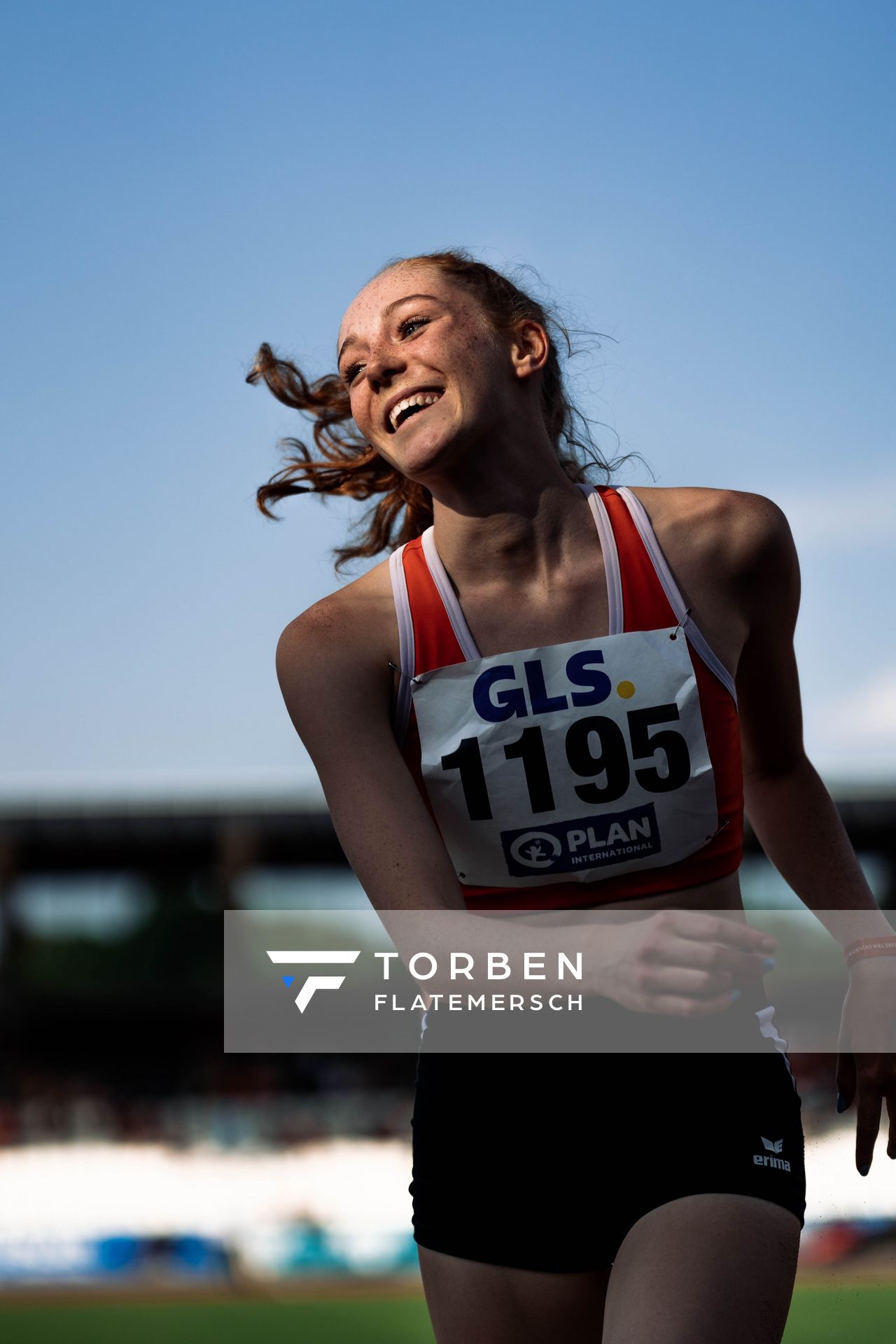 Lenia Kurrle (TSV Gomaringen) im Dreisprung am 15.07.2022 waehrend den deutschen Leichtathletik-Jugendmeisterschaften 2022 in Ulm