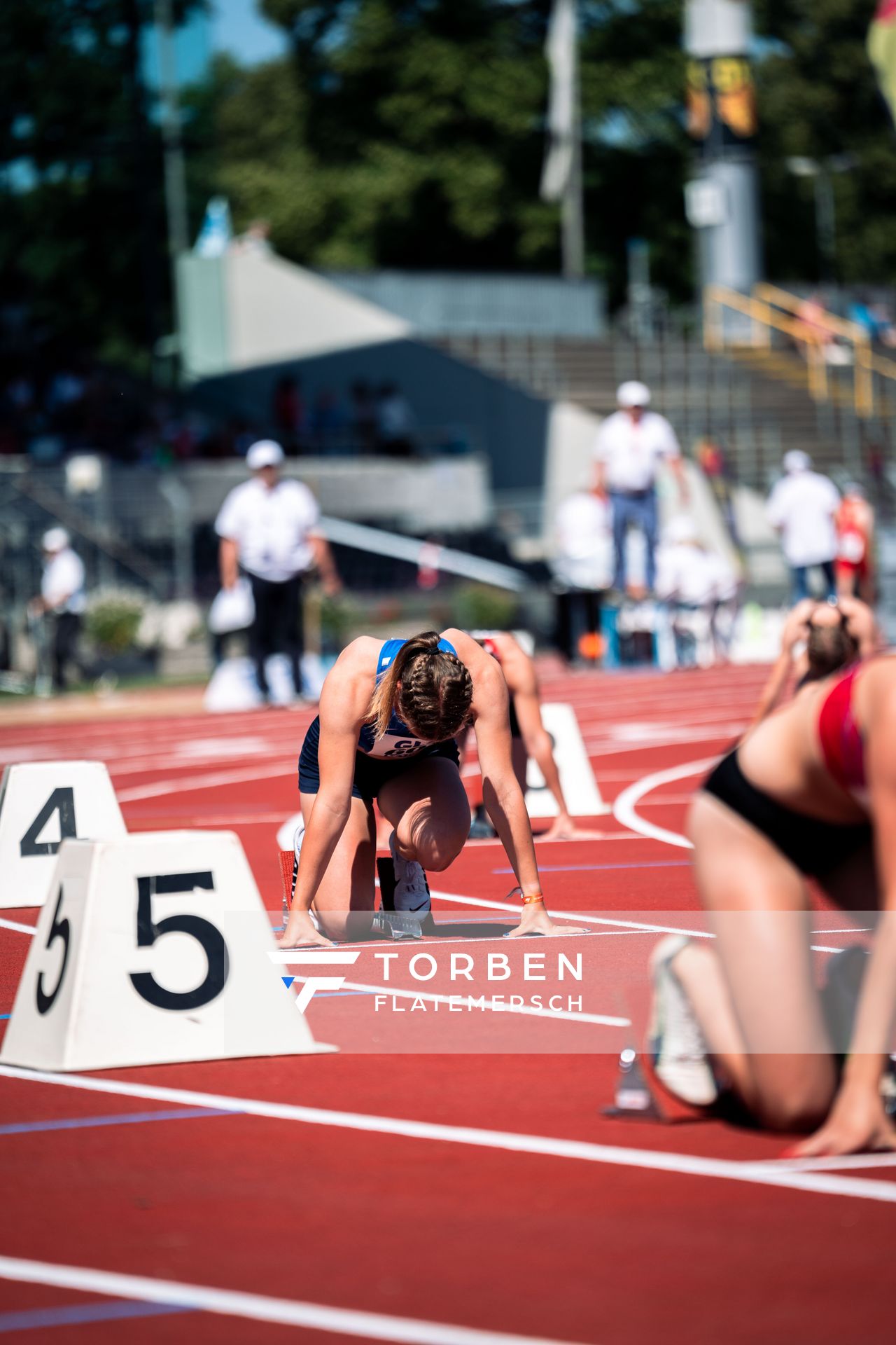 Emmy Lisanne Steinbrecher (Rukeli Trollmann e. V.) am 16.07.2022 waehrend den deutschen Leichtathletik-Jugendmeisterschaften 2022 in Ulm