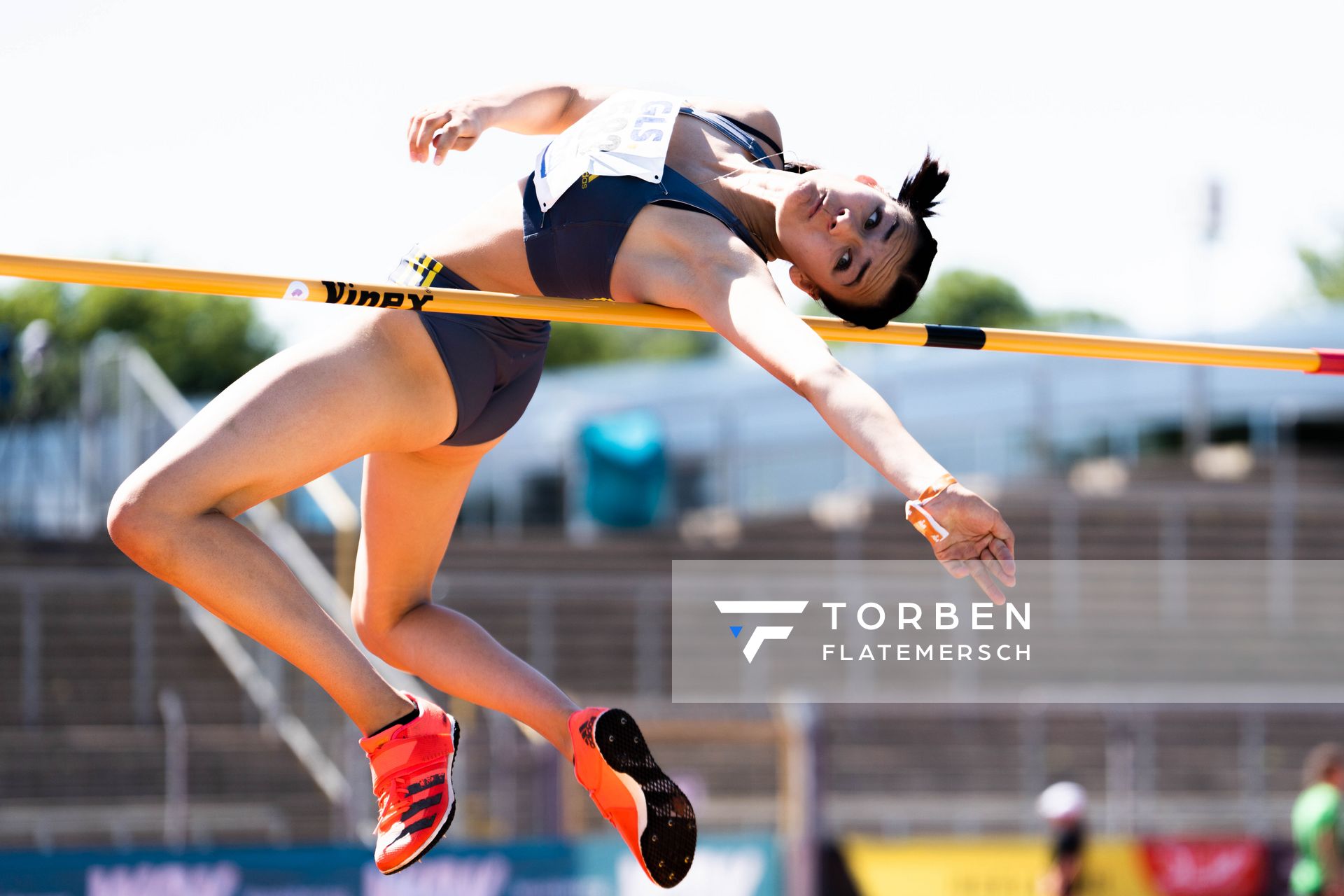 Sophie Scheidt (VfL Loeningen) im Hochsprung am 16.07.2022 waehrend den deutschen Leichtathletik-Jugendmeisterschaften 2022 in Ulm