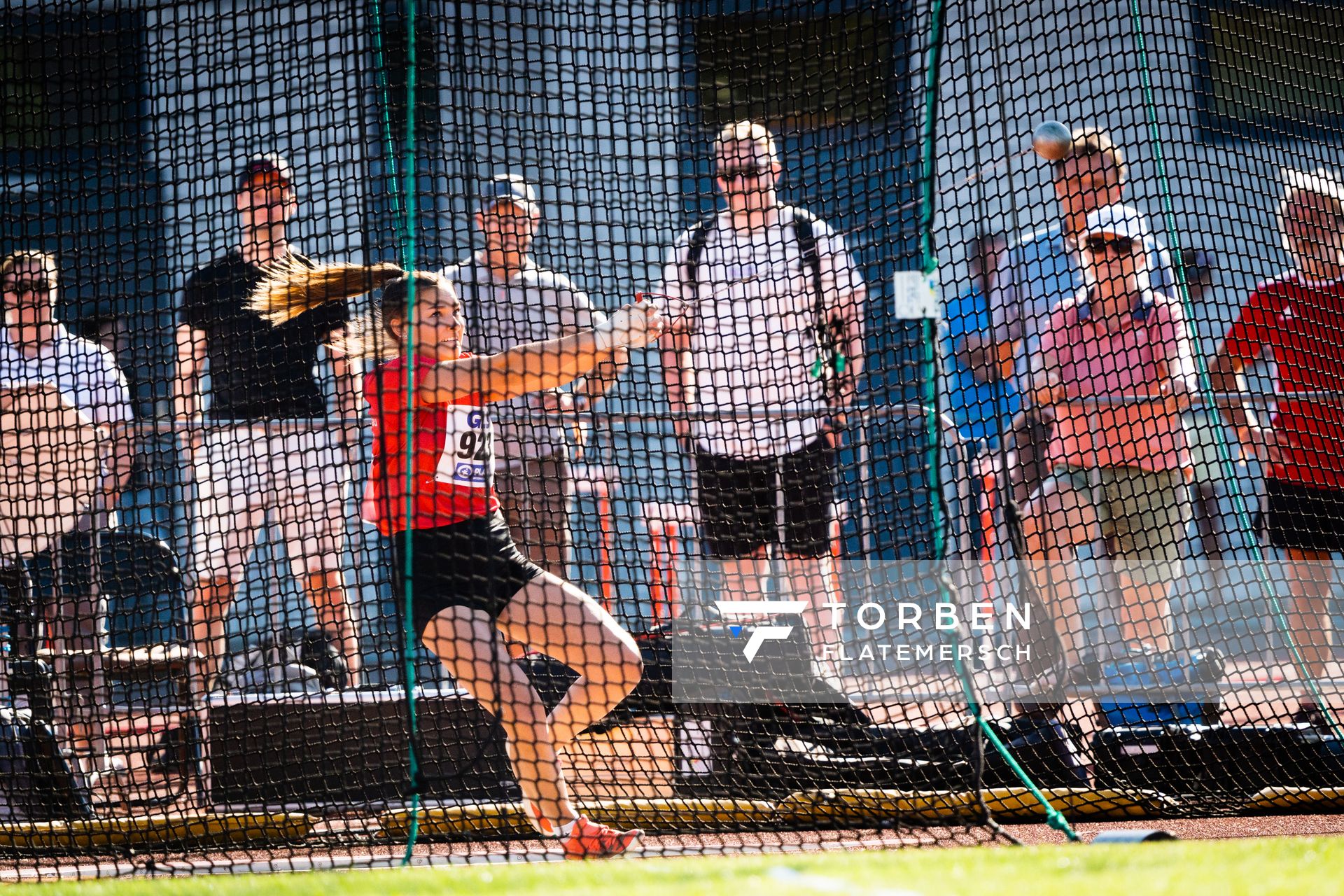 Marie Luise Fischer (SV Grossbardau) beim Hammerwurf am 16.07.2022 waehrend den deutschen Leichtathletik-Jugendmeisterschaften 2022 in Ulm