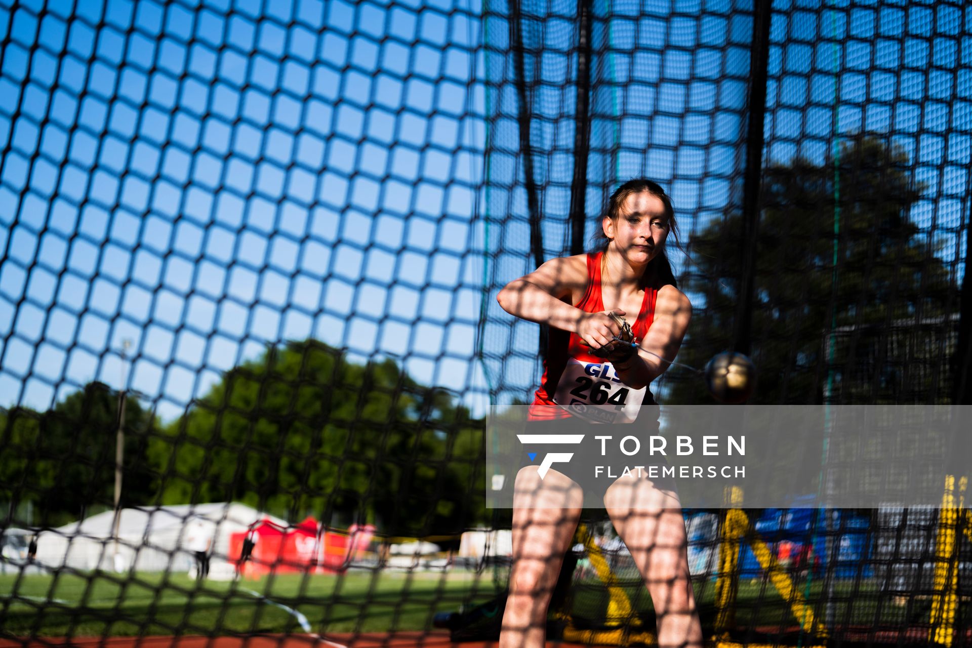 Leonie Liebenwald (UAC Kulmbach) im Hammerwurf am 16.07.2022 waehrend den deutschen Leichtathletik-Jugendmeisterschaften 2022 in Ulm