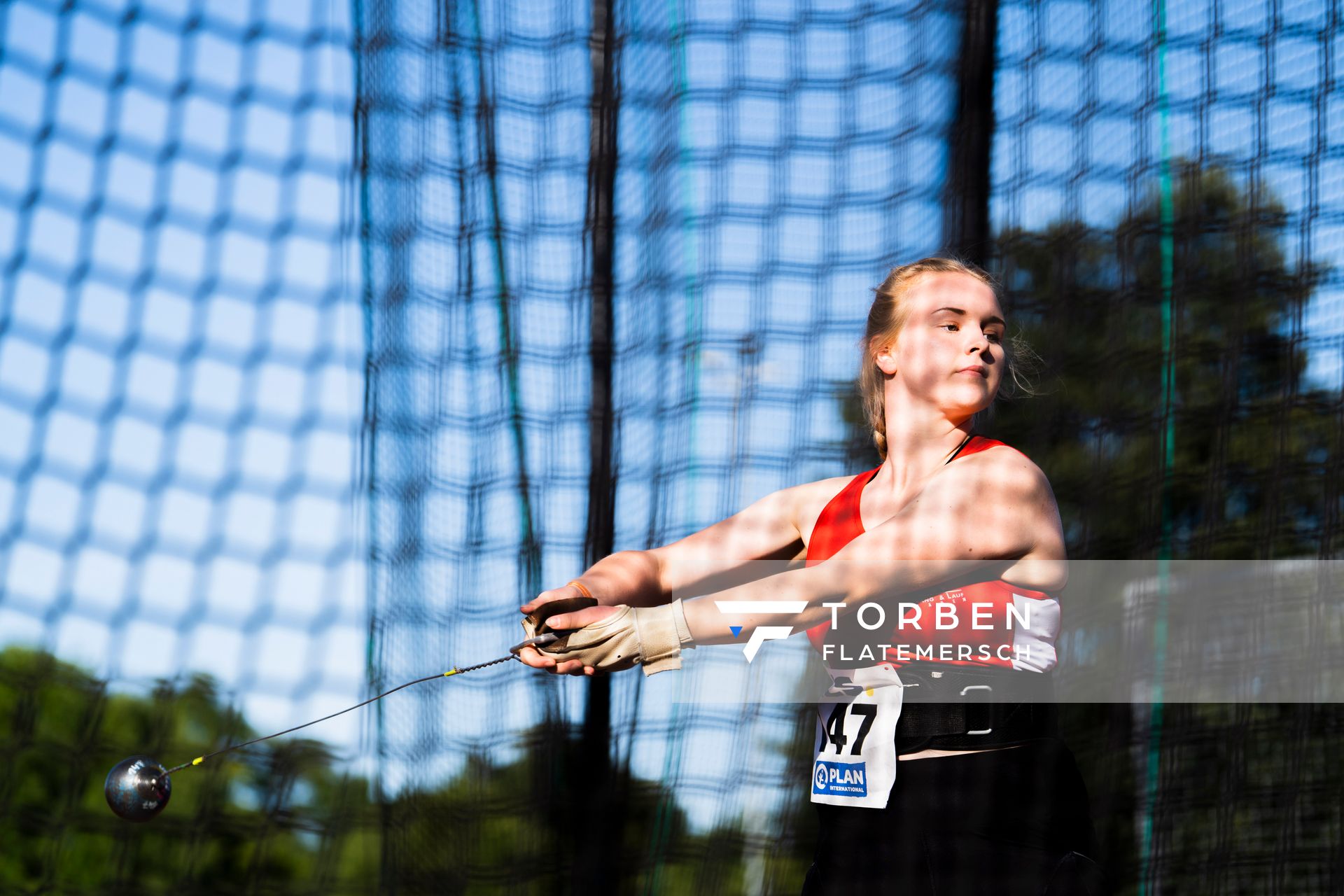 Flora Rustemeyer (LG Nord Berlin) im Hammerwurf am 16.07.2022 waehrend den deutschen Leichtathletik-Jugendmeisterschaften 2022 in Ulm