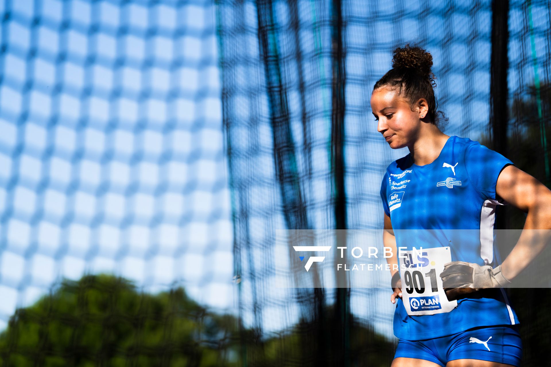Jada Julien (LAC Erdgas Chemnitz) im Hammerwurf am 16.07.2022 waehrend den deutschen Leichtathletik-Jugendmeisterschaften 2022 in Ulm