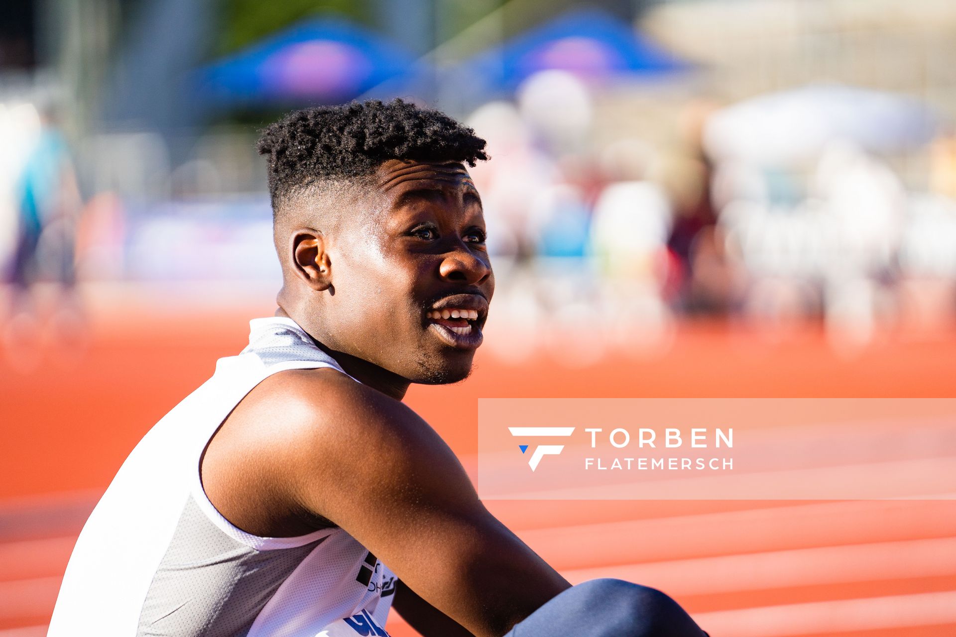 Chidiera Onuoha (THC Bruehl) am 16.07.2022 waehrend den deutschen Leichtathletik-Jugendmeisterschaften 2022 in Ulm