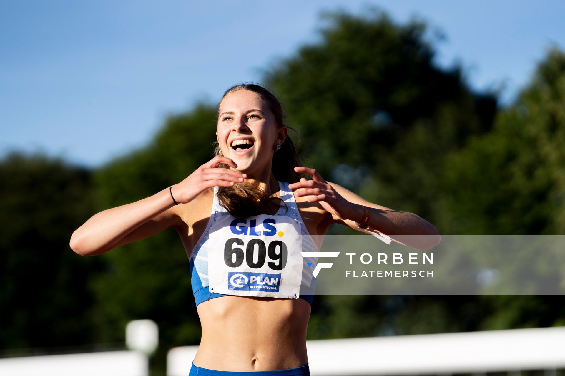 Mayleen Bartz (VfL Stade) nach dem 100m Huerden Finale am 16.07.2022 waehrend den deutschen Leichtathletik-Jugendmeisterschaften 2022 in Ulm