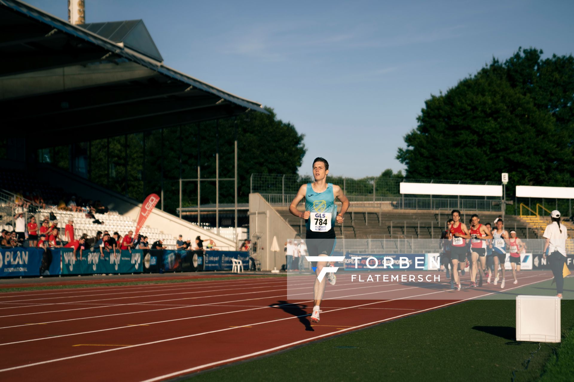 Simon Trampusch (TuS Framersheim) laeuft vorweg am 16.07.2022 waehrend den deutschen Leichtathletik-Jugendmeisterschaften 2022 in Ulm