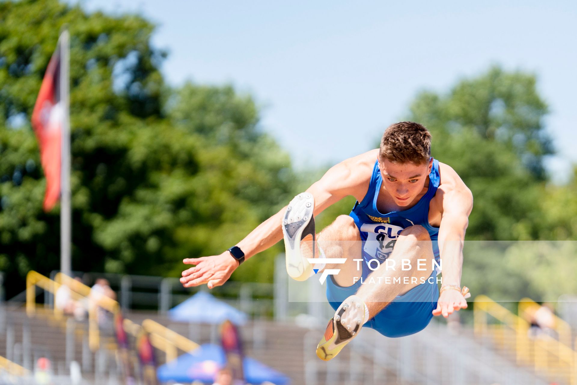 Oliver Koletzko (Wiesbadener LV) im Weitsprung am 17.07.2022 waehrend den deutschen Leichtathletik-Jugendmeisterschaften 2022 in Ulm