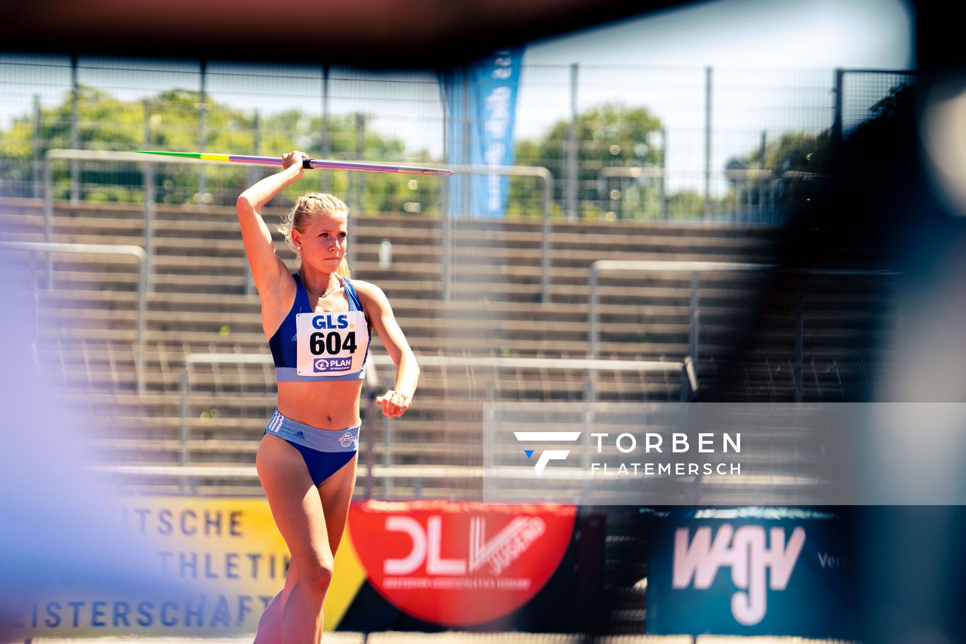 Veronique Quednau (Rukeli Trollmann e. V.) beim Speerwurf am 17.07.2022 waehrend den deutschen Leichtathletik-Jugendmeisterschaften 2022 in Ulm