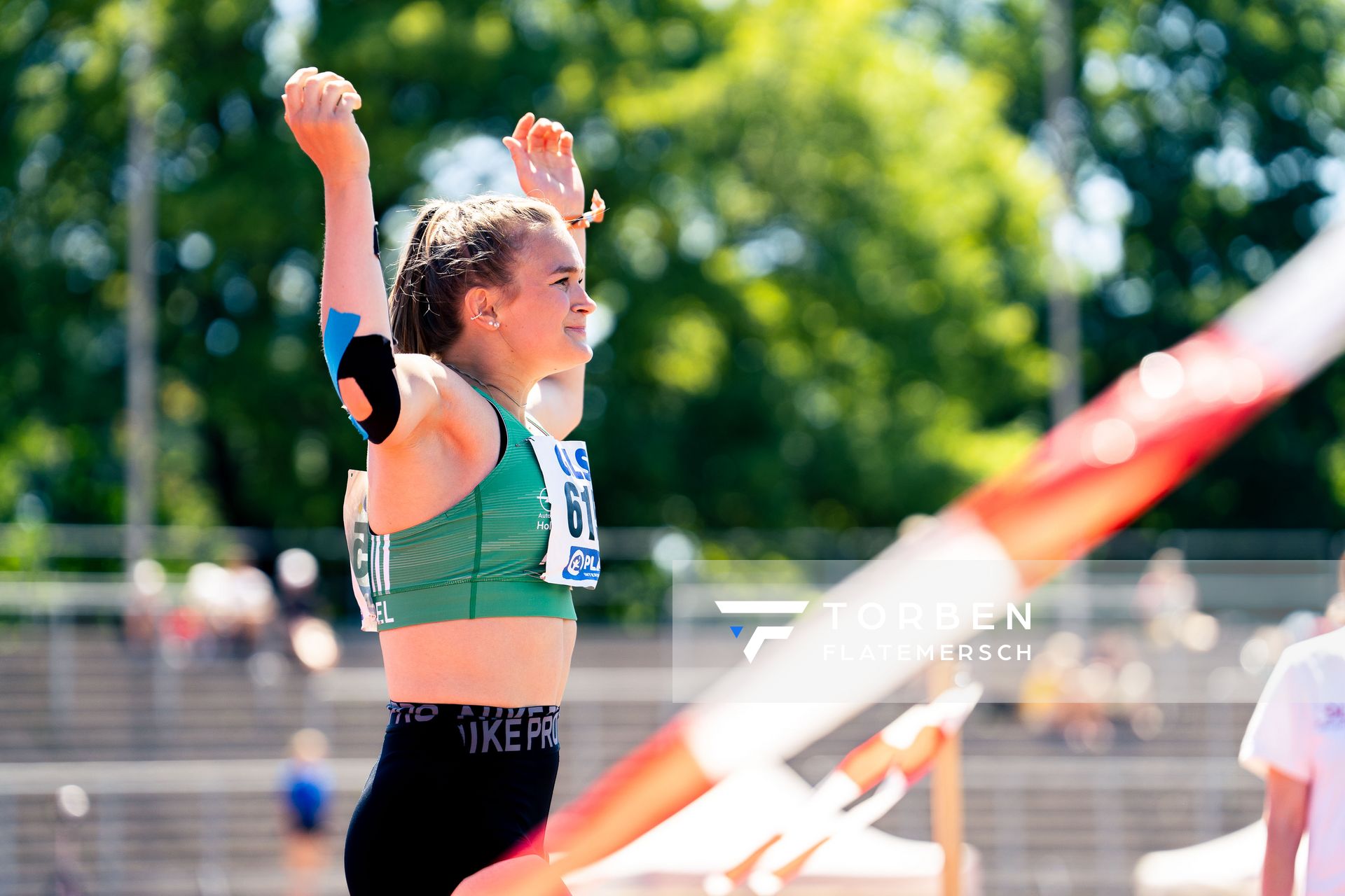 Christina Lahrs (TSV Wehdel) beim Speerwurf am 17.07.2022 waehrend den deutschen Leichtathletik-Jugendmeisterschaften 2022 in Ulm