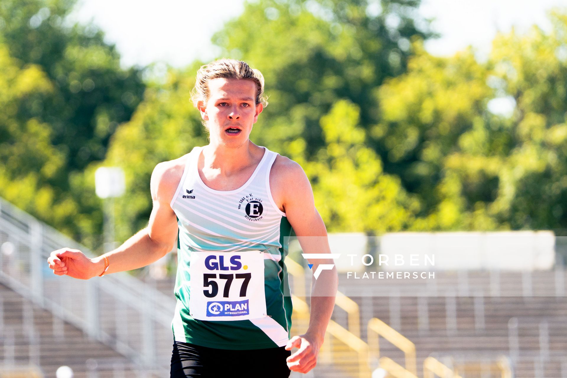 Max Husemann (Eintracht Hildesheim) im 200m Finale am 17.07.2022 waehrend den deutschen Leichtathletik-Jugendmeisterschaften 2022 in Ulm