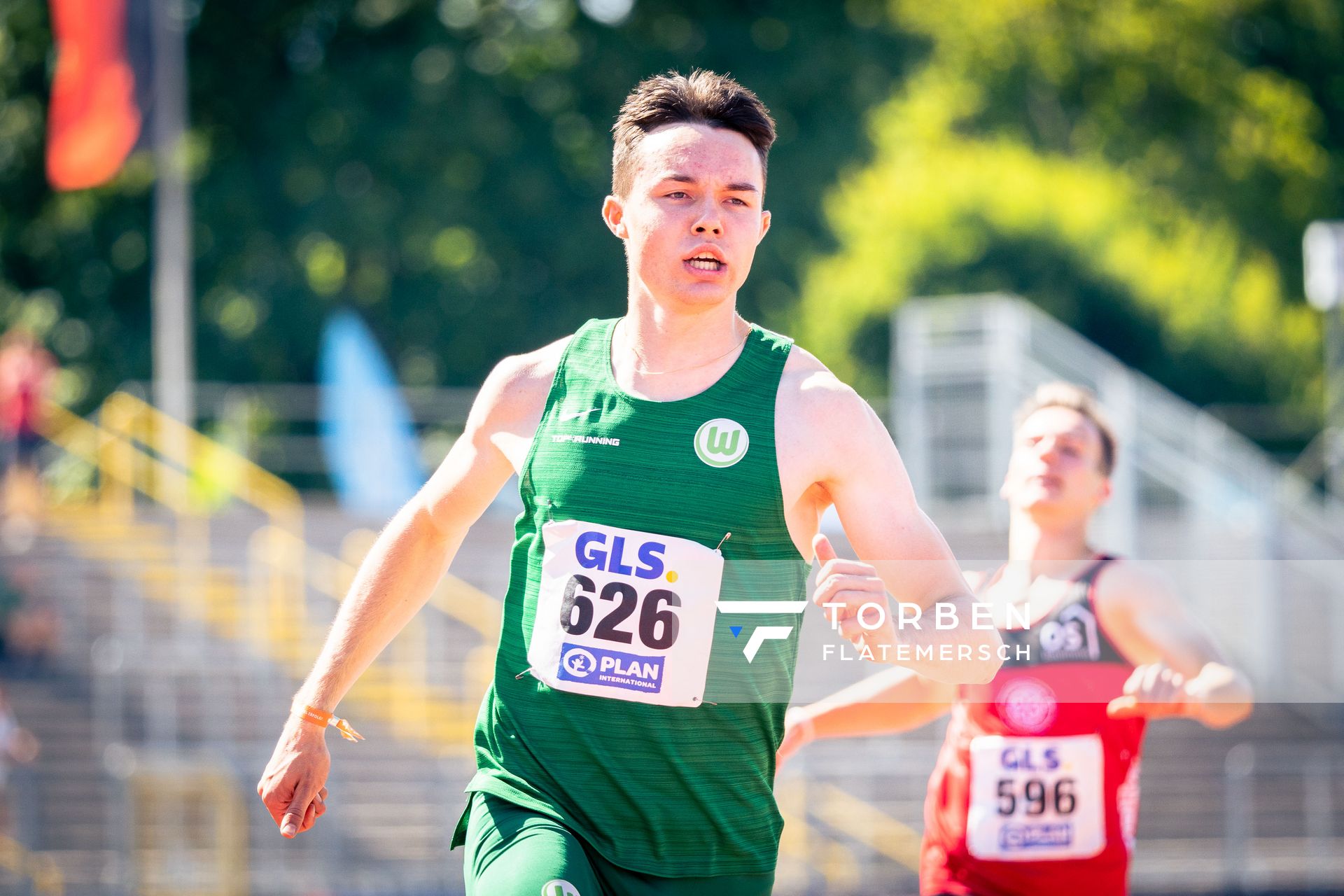 Tobias Morawietz (VfL Wolfsburg) im 200m Finale am 17.07.2022 waehrend den deutschen Leichtathletik-Jugendmeisterschaften 2022 in Ulm