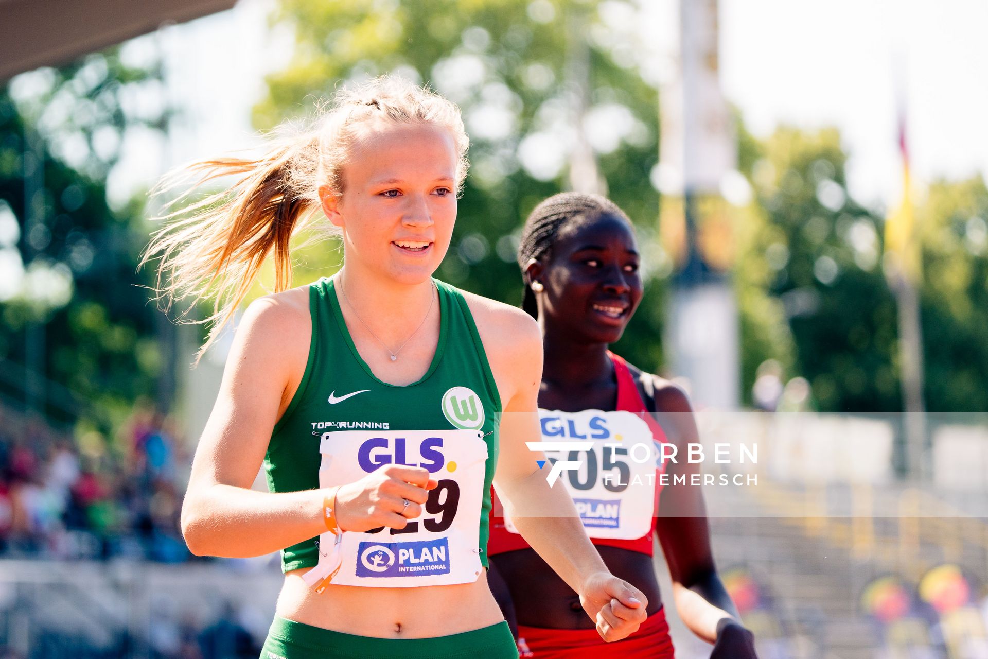 Nele Jaworski (VfL Wolfsburg) im 200m Finale am 17.07.2022 waehrend den deutschen Leichtathletik-Jugendmeisterschaften 2022 in Ulm