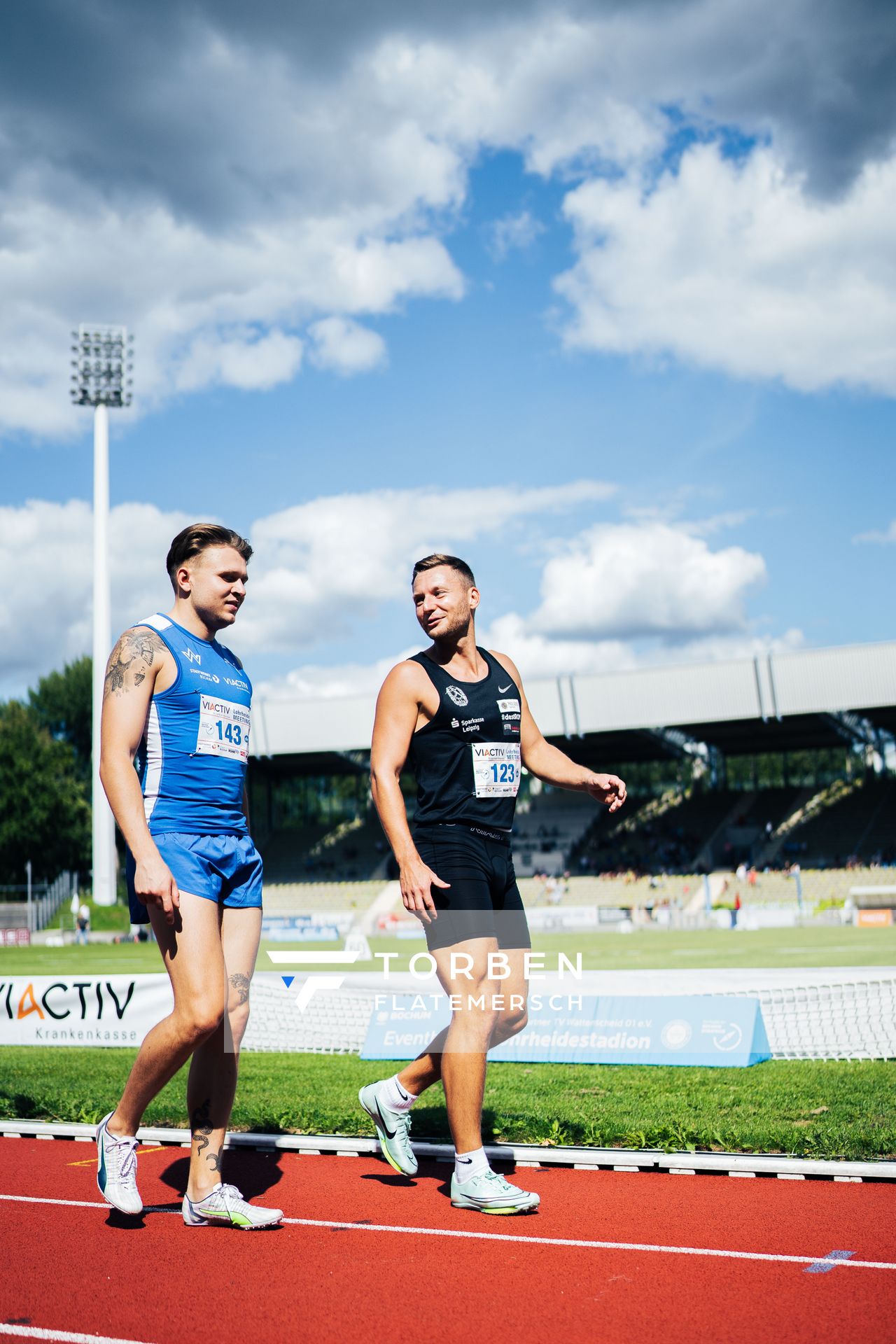 Roy Schmidt (SC DHfK Leipzig e.V.) und Philipp Trutenat (TV Wattenscheid 01) am 06.08.2022 beim Lohrheide-Meeting im Lohrheidestadion in Bochum-Wattenscheid