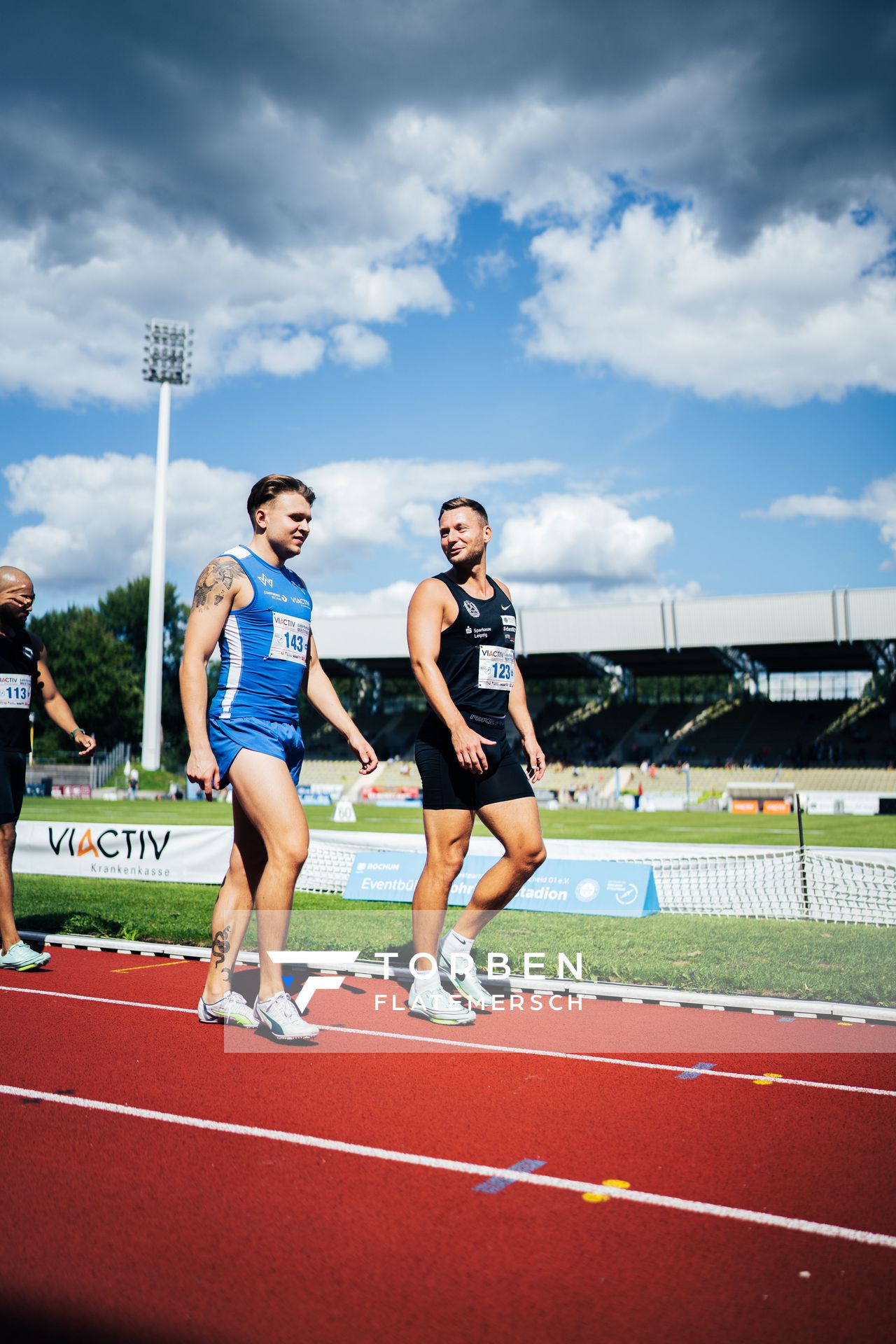 Roy Schmidt (SC DHfK Leipzig e.V.) und Philipp Trutenat (TV Wattenscheid 01) am 06.08.2022 beim Lohrheide-Meeting im Lohrheidestadion in Bochum-Wattenscheid