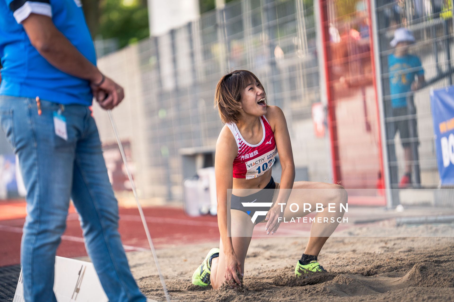 Mariko Morimoto (Japan) im Dreisprung am 06.08.2022 beim Lohrheide-Meeting im Lohrheidestadion in Bochum-Wattenscheid