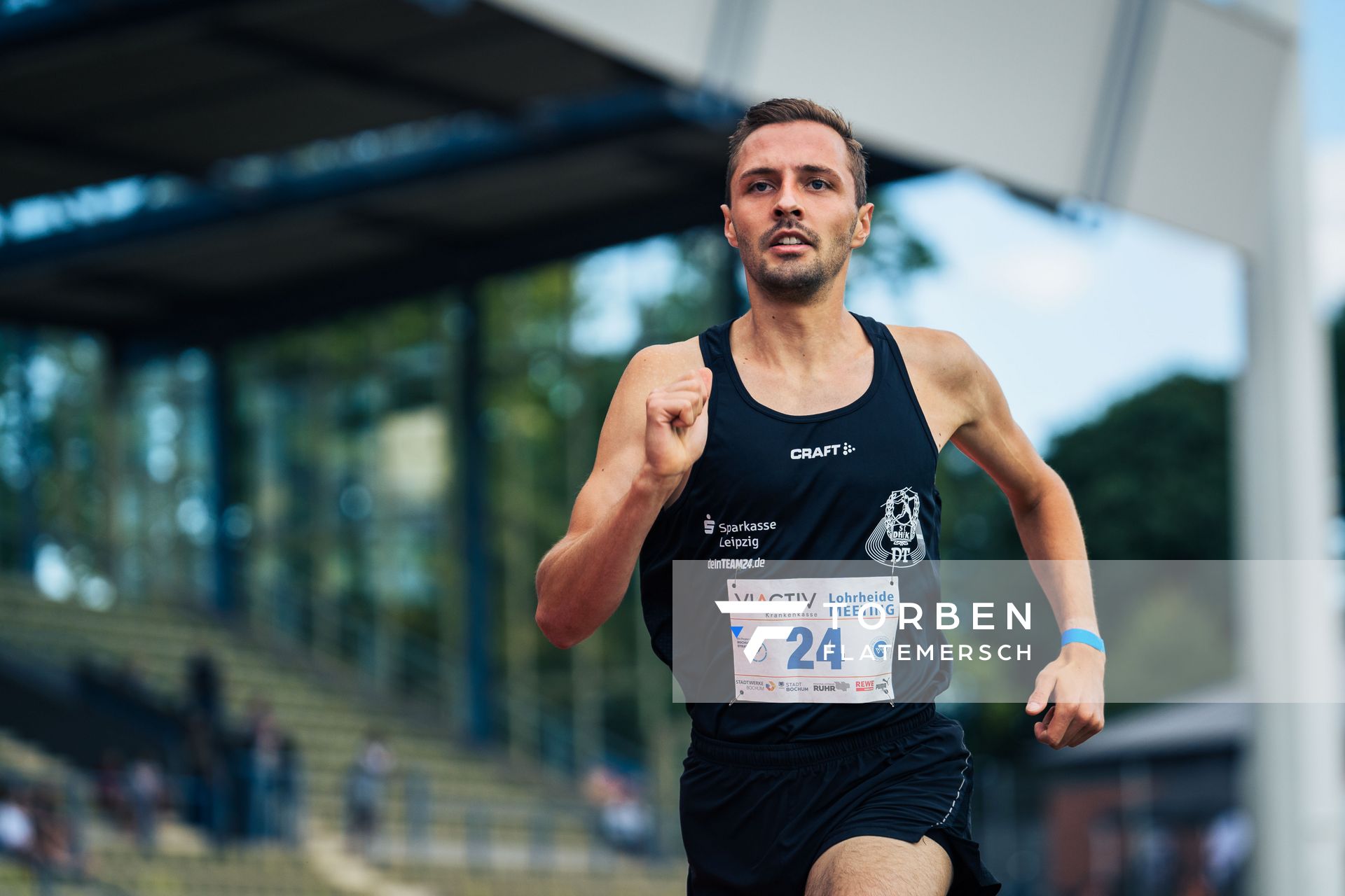 Hannes Braunstein (SC DHfK Leipzig e.V.) ueber 800m am 06.08.2022 beim Lohrheide-Meeting im Lohrheidestadion in Bochum-Wattenscheid