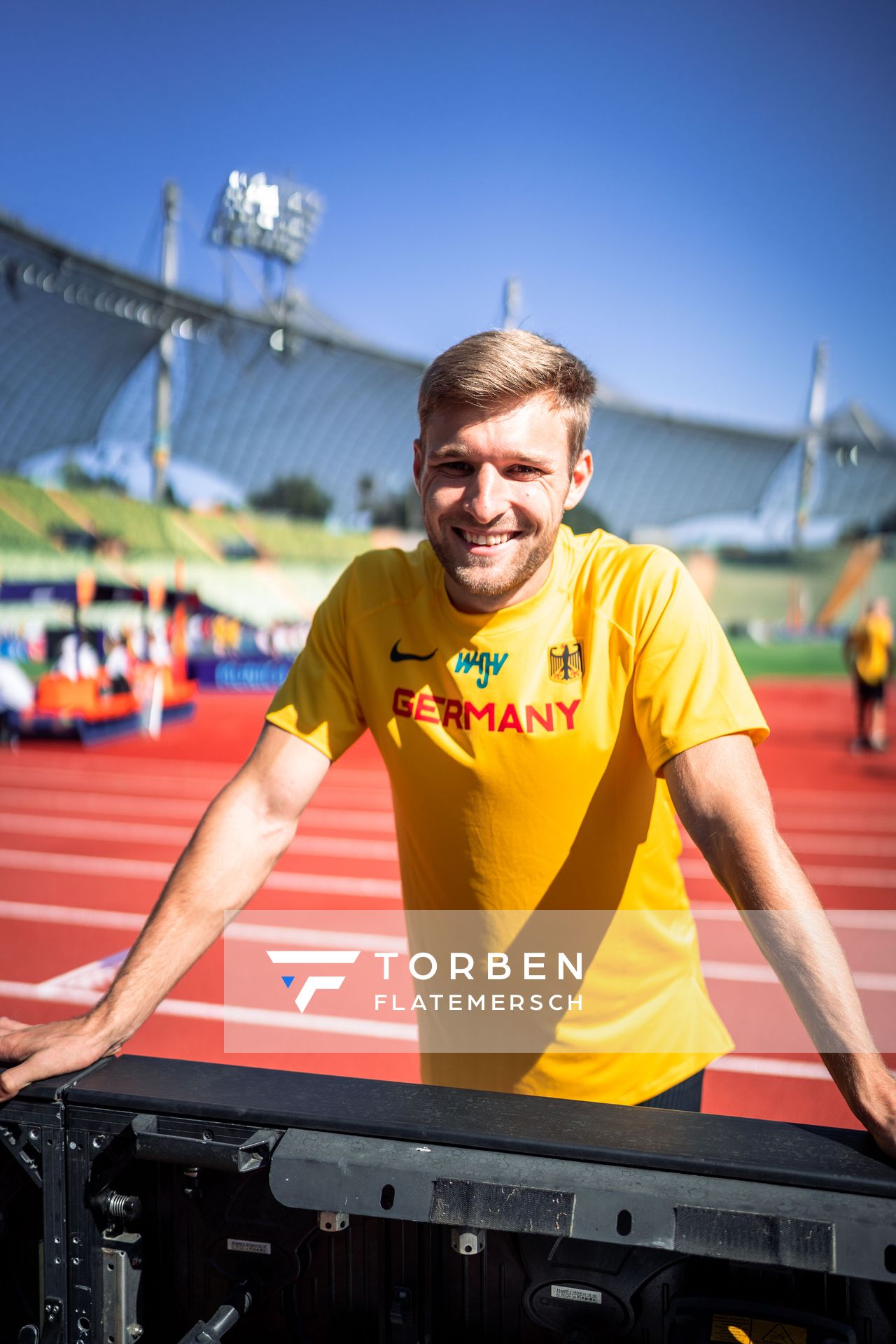 Training mit Fabian Dammermann (GER) am 14.08.2022 bei den Leichtathletik-Europameisterschaften im Olympiapark in Muenchen