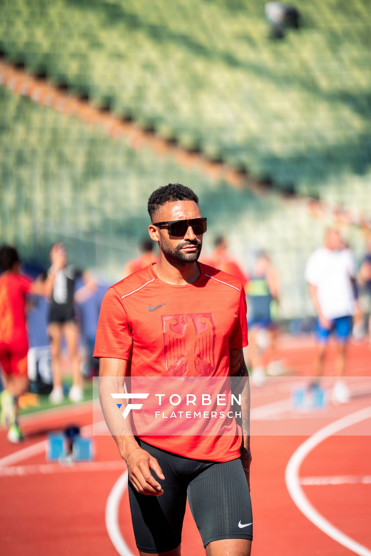 Training mit Patrick Schneider (GER) am 14.08.2022 bei den Leichtathletik-Europameisterschaften im Olympiapark in Muenchen