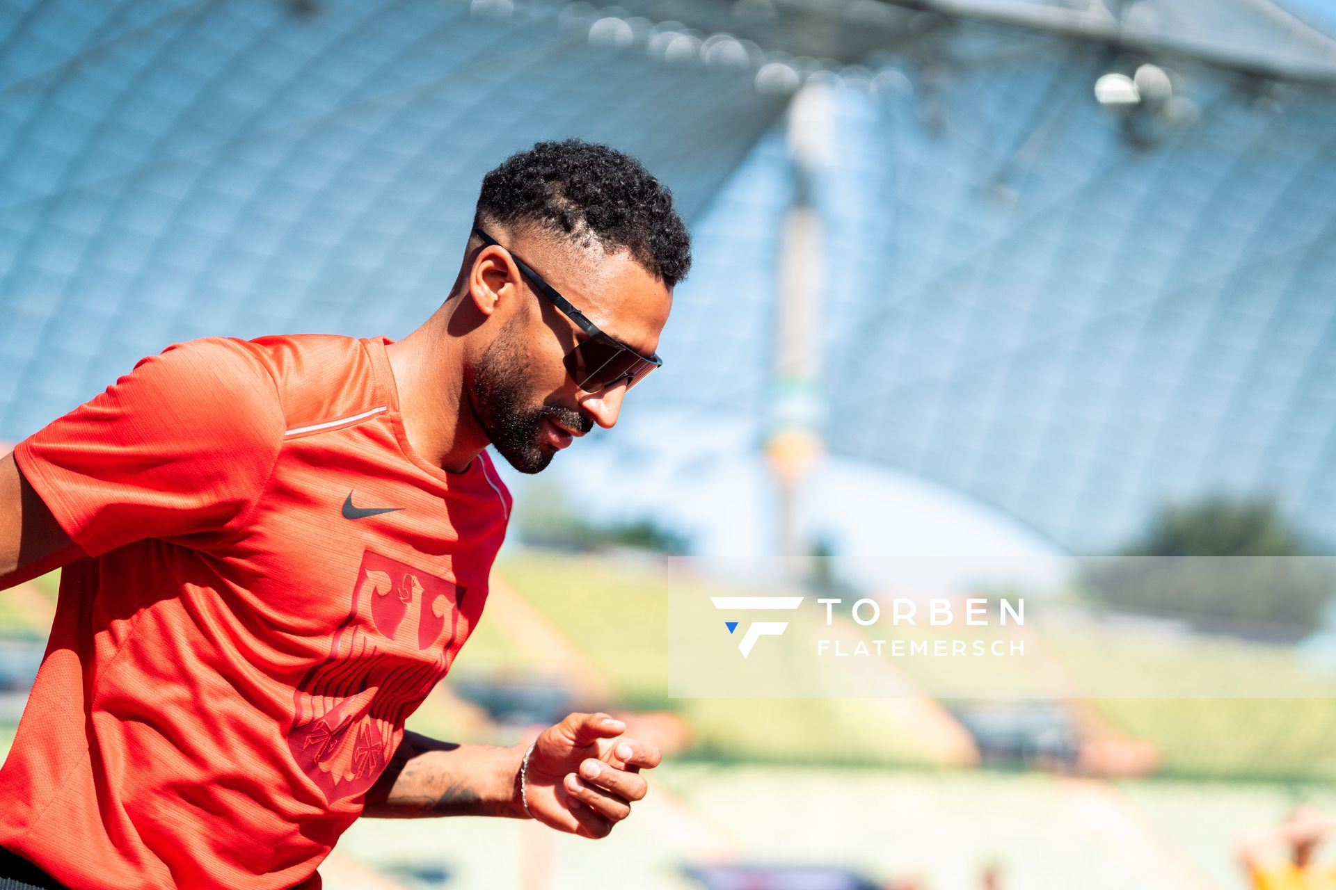 Training mit Patrick Schneider (GER) am 14.08.2022 bei den Leichtathletik-Europameisterschaften im Olympiapark in Muenchen