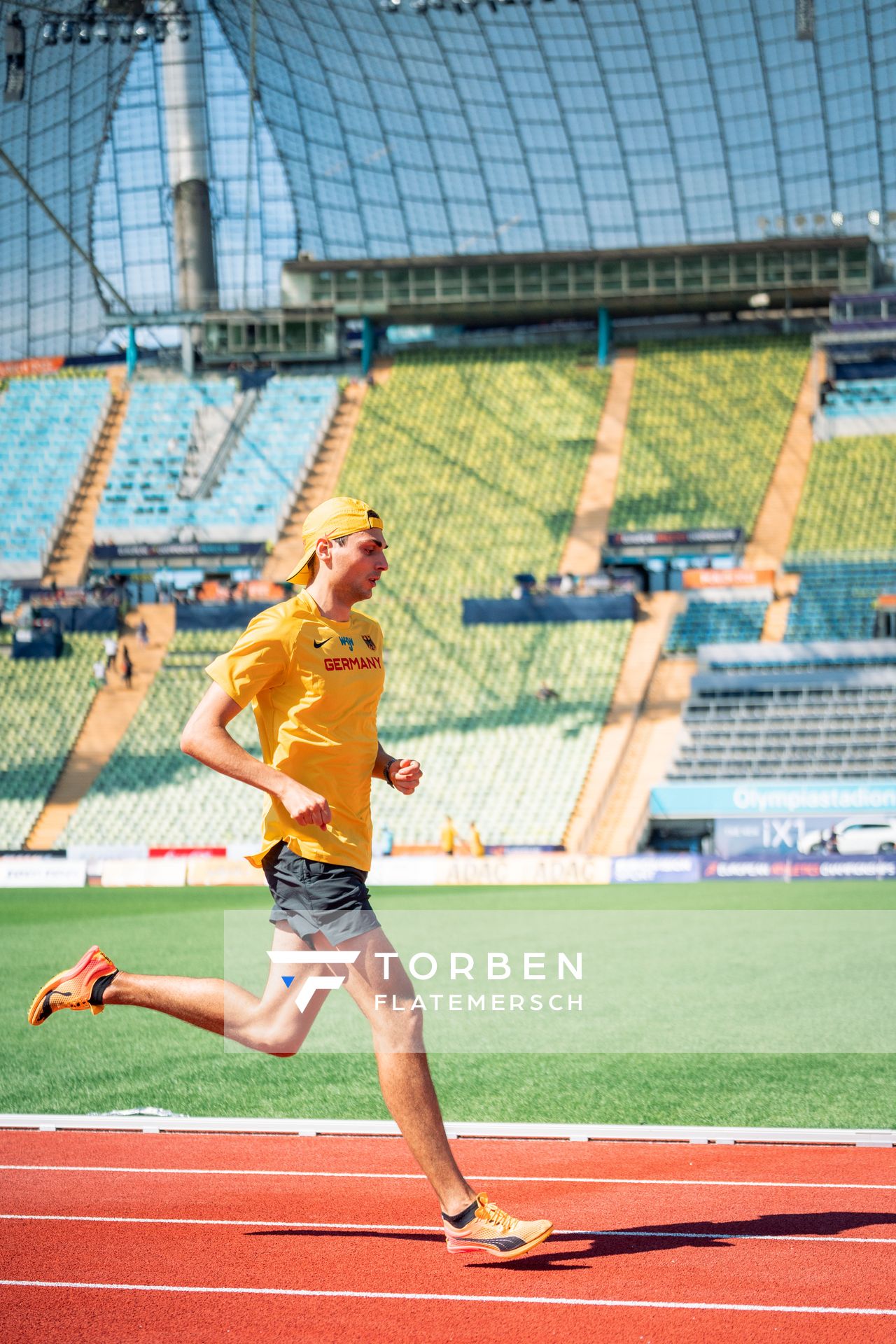 Training mit Christoph Kessler (GER) am 14.08.2022 bei den Leichtathletik-Europameisterschaften im Olympiapark in Muenchen