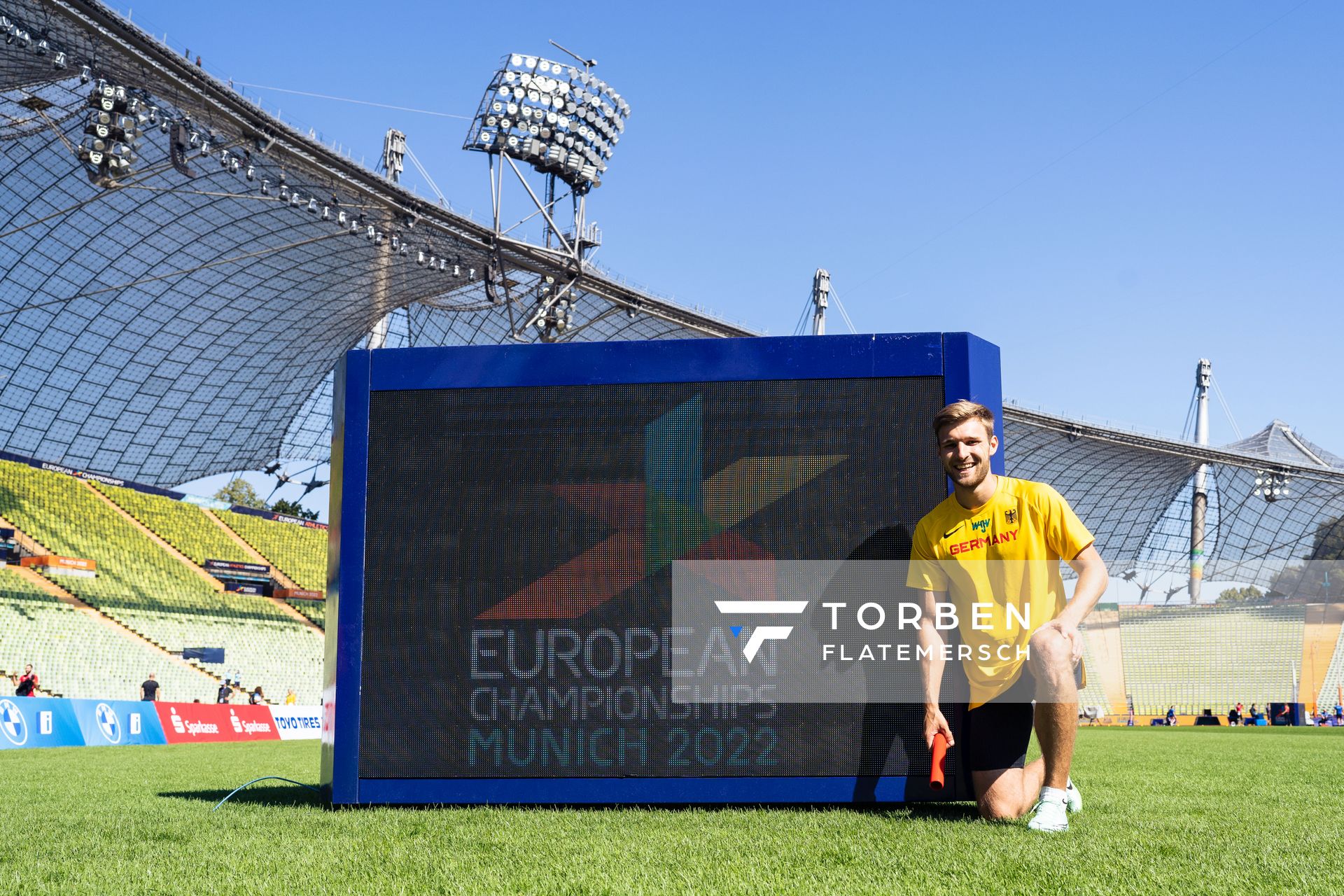 Training mit Fabian Dammermann (GER) am 14.08.2022 bei den Leichtathletik-Europameisterschaften im Olympiapark in Muenchen