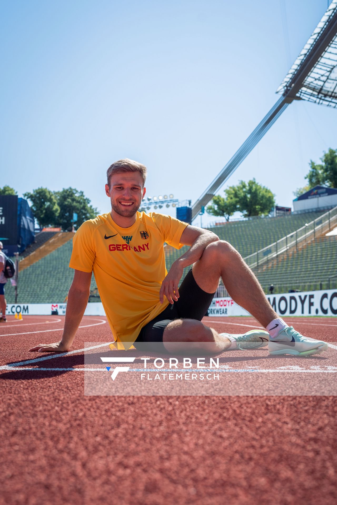 Training mit Fabian Dammermann (GER) am 14.08.2022 bei den Leichtathletik-Europameisterschaften im Olympiapark in Muenchen