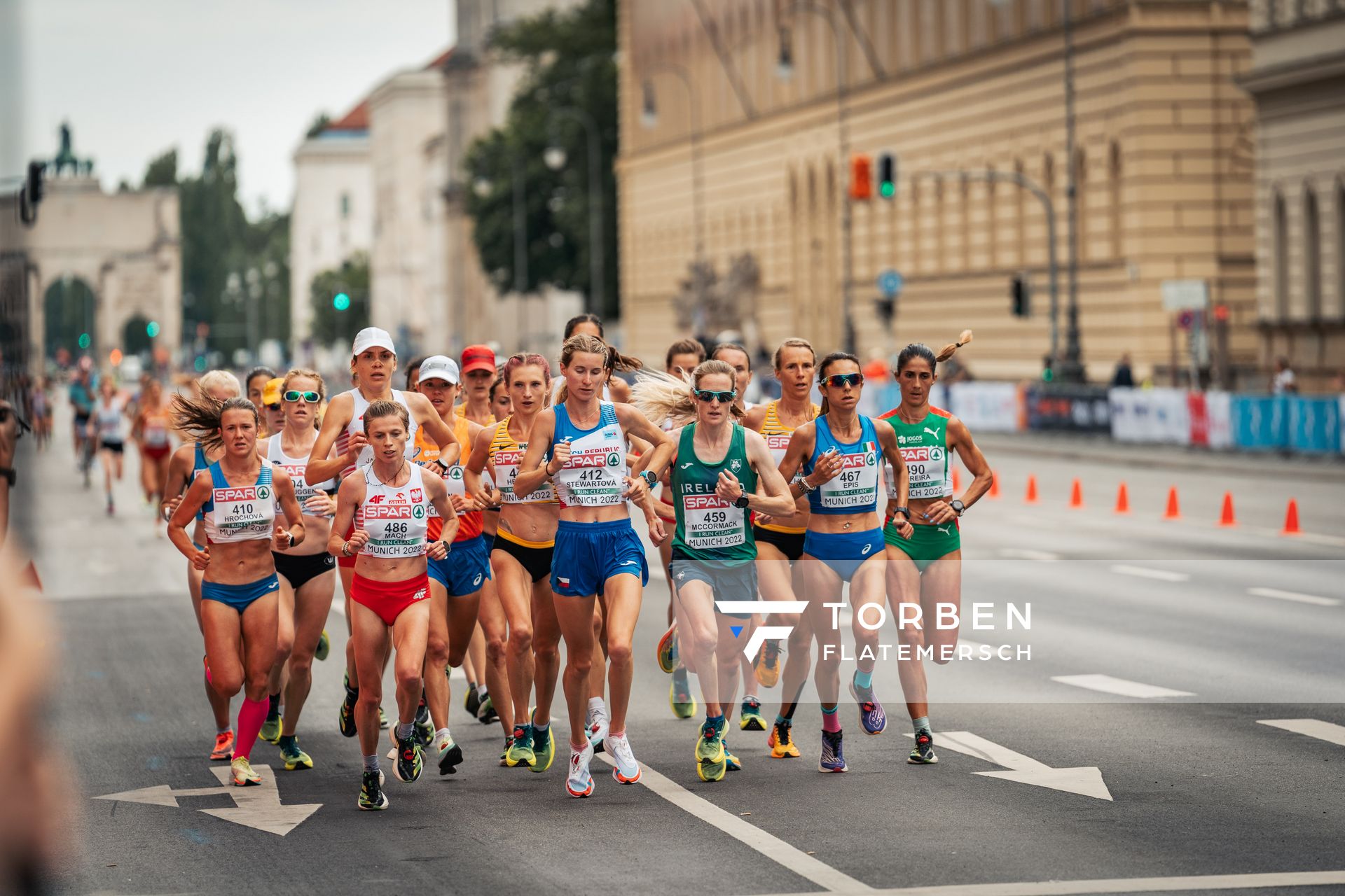 Tereza Hrochova (CZE), Angelika Mach (POL), Kristina Hendel (GER), Moira Stewartova (CZE), Fionnuala Mccormack (IRL), Giovanna Epis (ITA); Marathon am 15.08.2022 bei den Leichtathletik-Europameisterschaften in Muenchen
