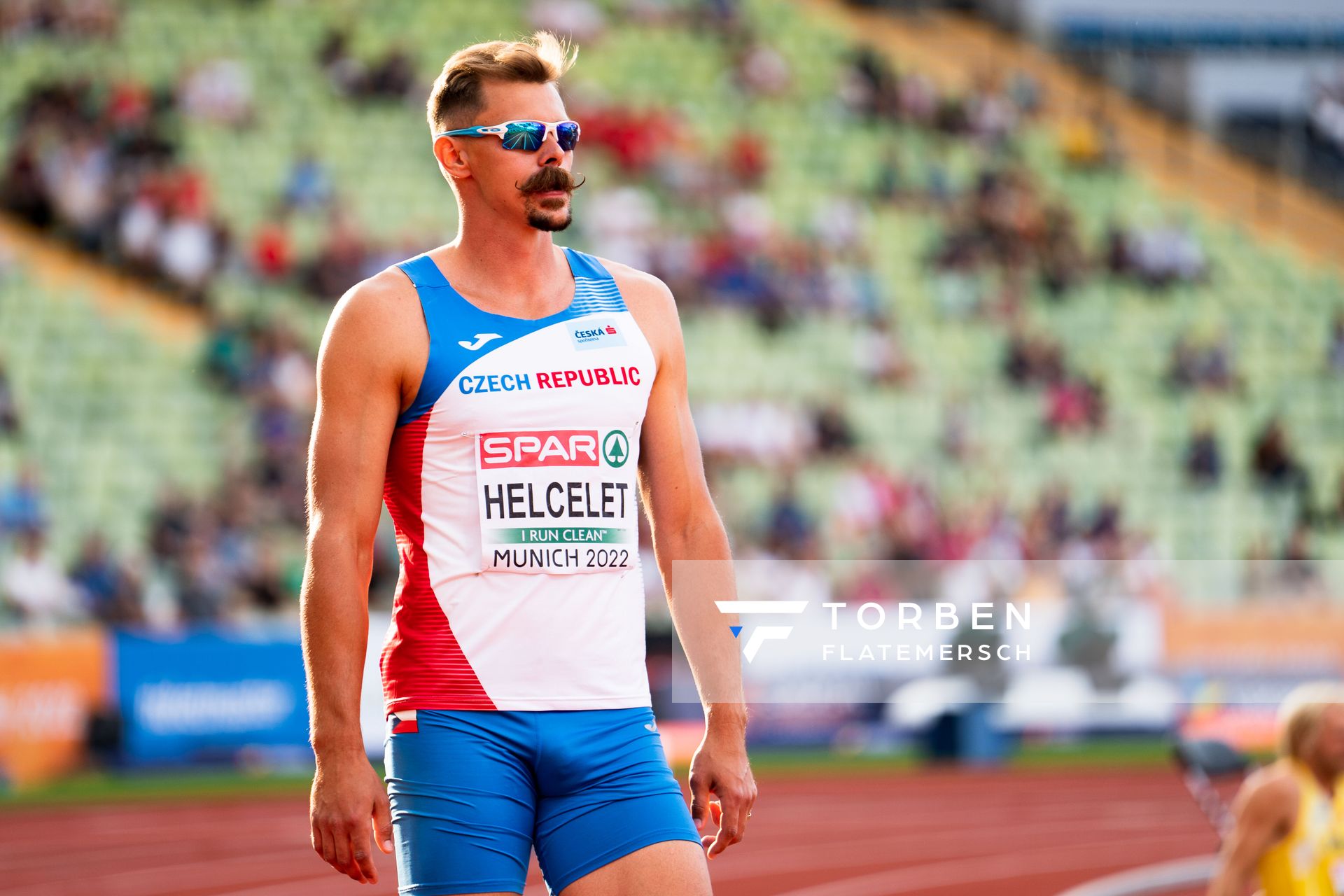 Adam Sebastian Helcelet (CZE) beim Hochsprung am 15.08.2022 bei den Leichtathletik-Europameisterschaften in Muenchen