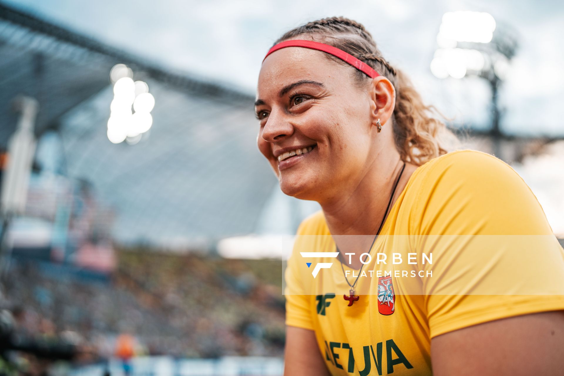 Ieva Zarankaite (LTU) beim Diskus am 15.08.2022 bei den Leichtathletik-Europameisterschaften in Muenchen