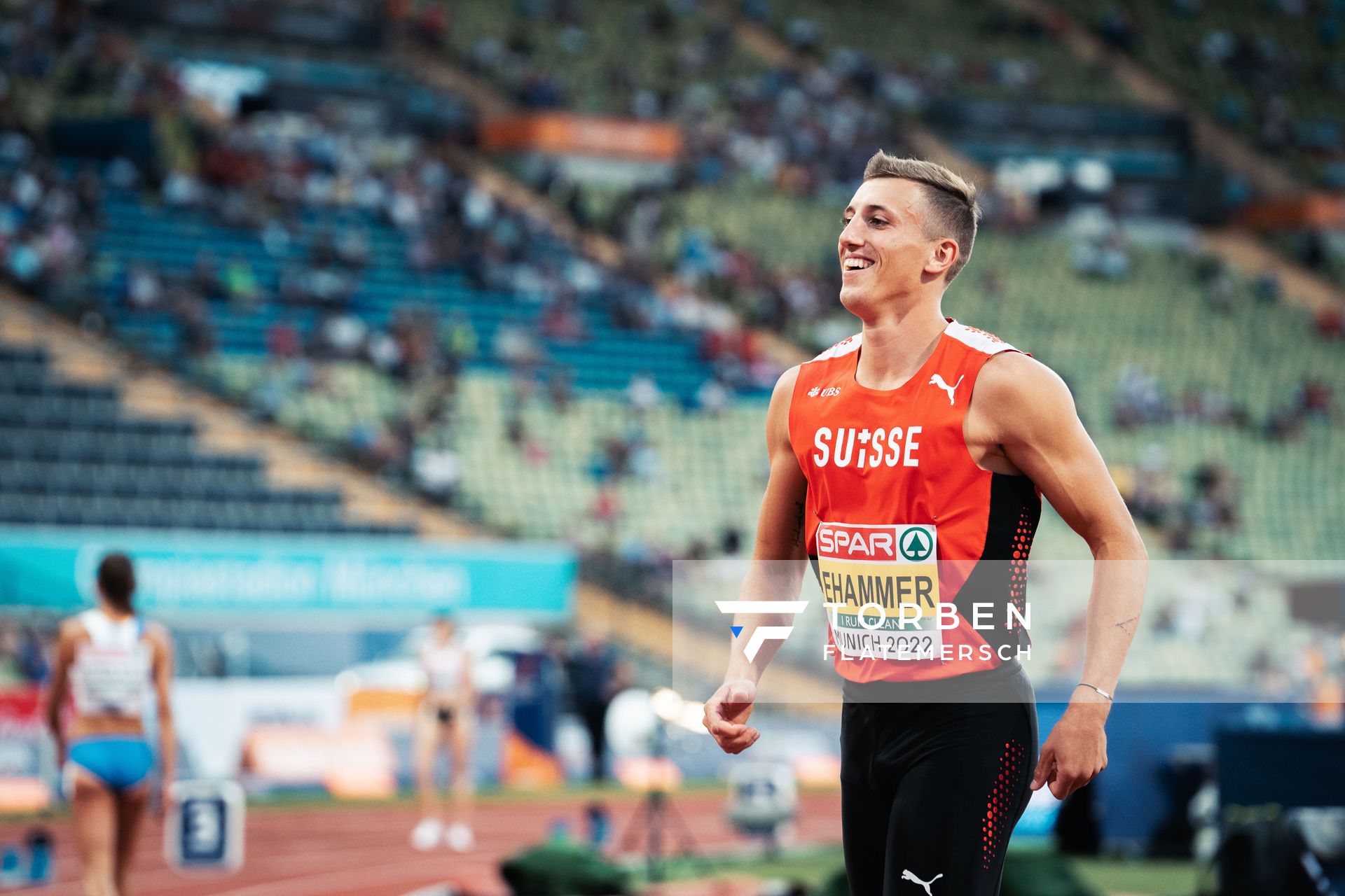 Simon Ehammer (SUI) am 15.08.2022 bei den Leichtathletik-Europameisterschaften in Muenchen