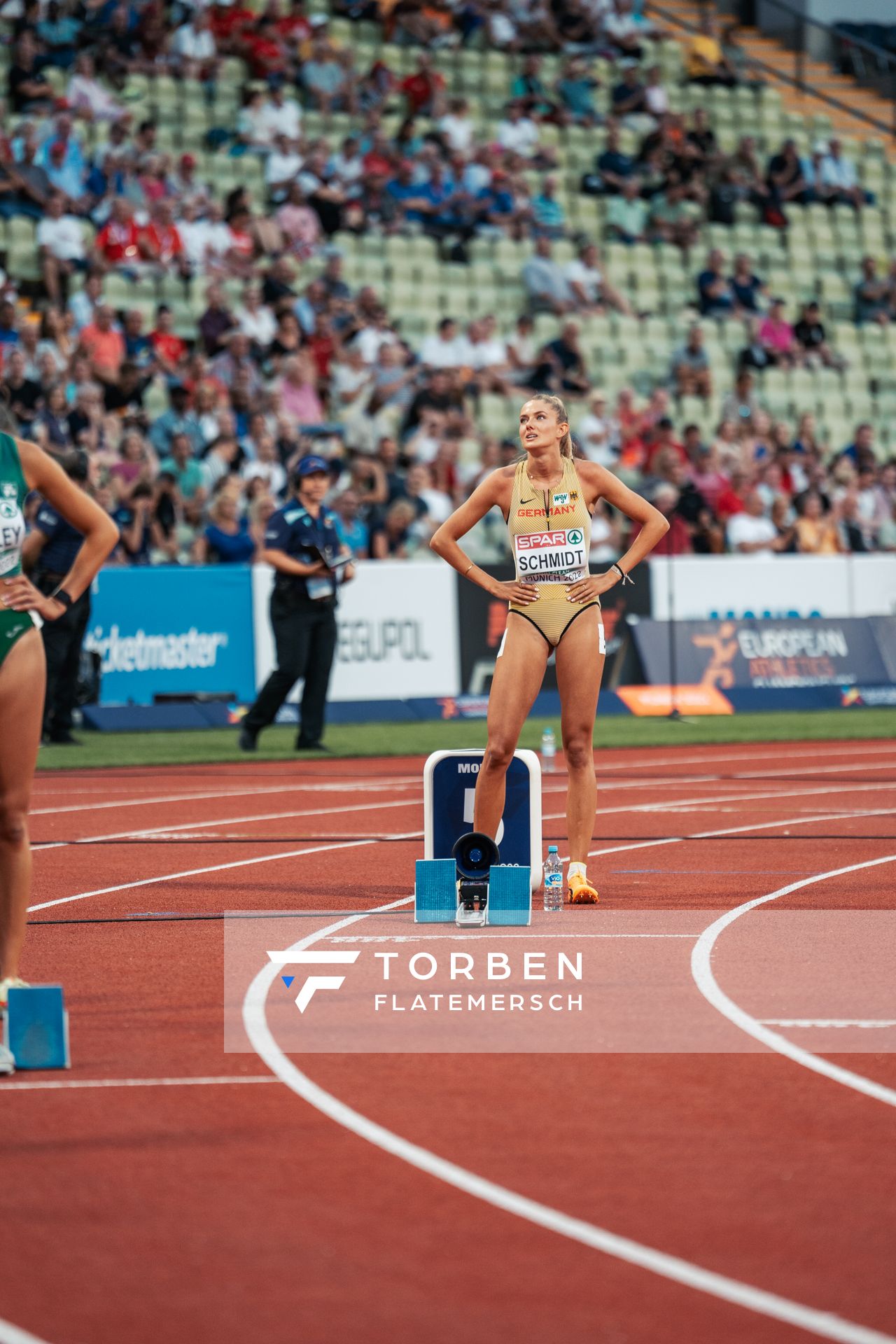 Alica Schmidt (GER) im 400m Vorlauf am 15.08.2022 bei den Leichtathletik-Europameisterschaften in Muenchen