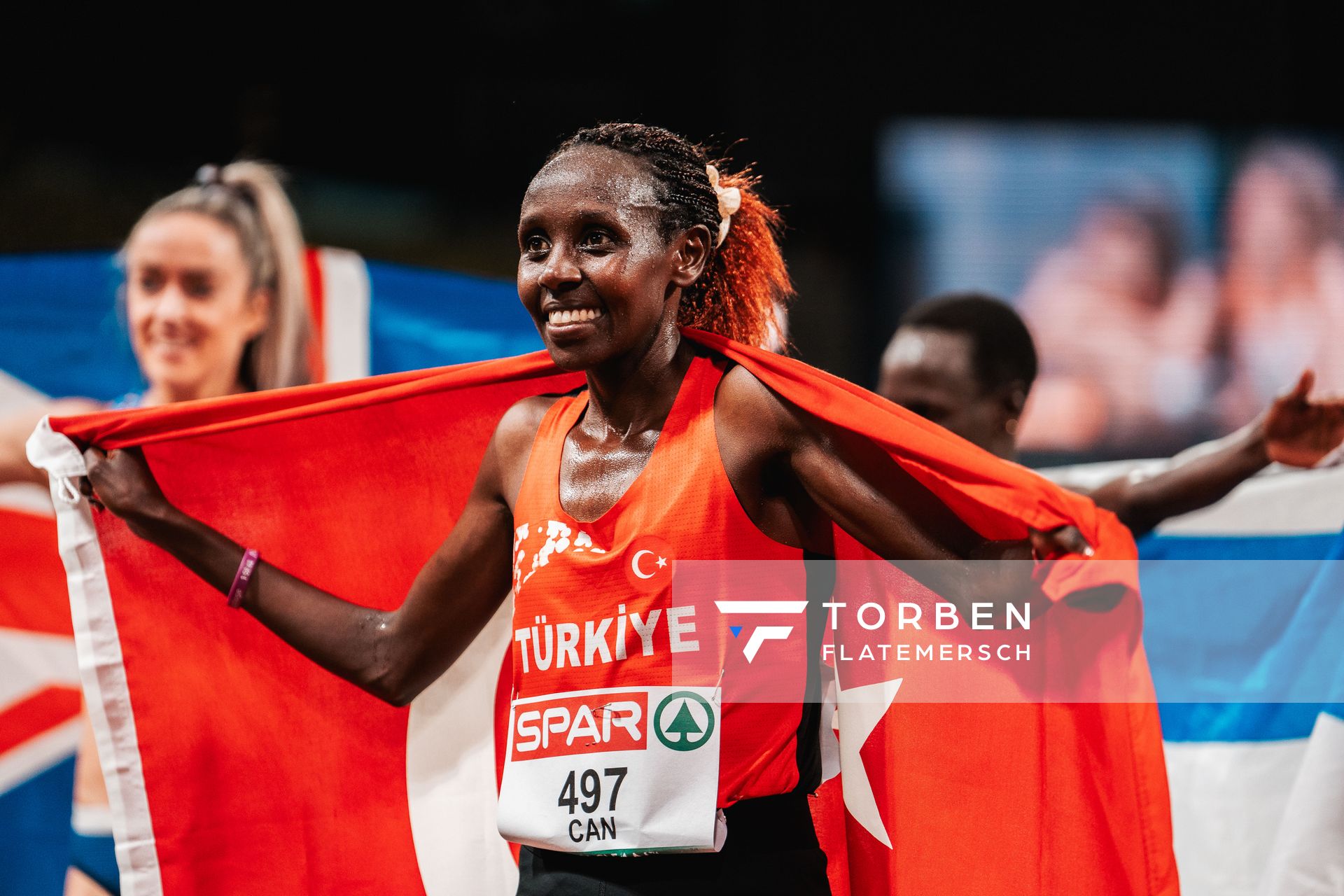 Yasemin Can (TUR) gewinnt die 10000m der Frauen am 15.08.2022 bei den Leichtathletik-Europameisterschaften in Muenchen