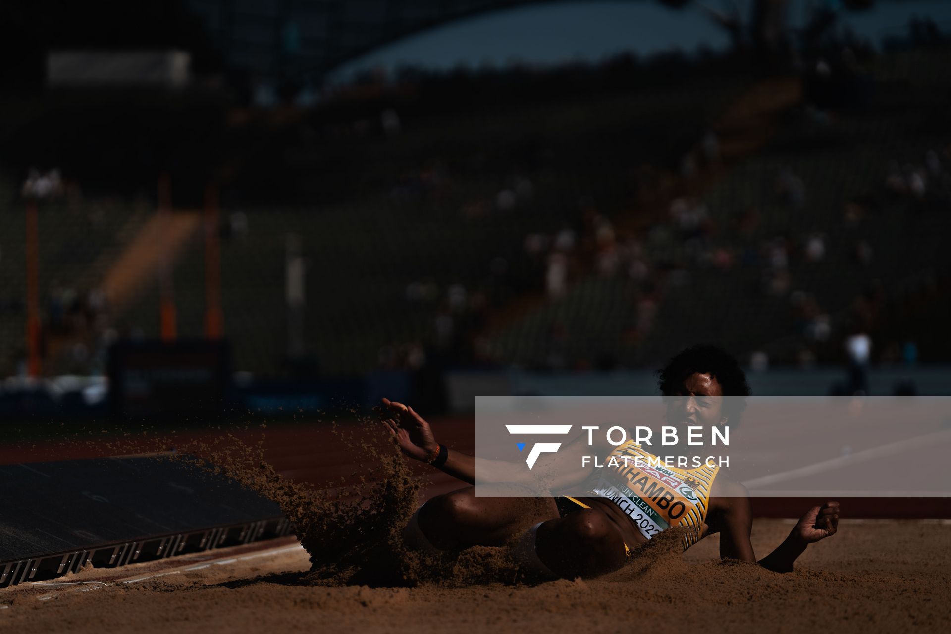 Malaika Mihambo (GER) im Weitsprung am 16.08.2022 bei den Leichtathletik-Europameisterschaften in Muenchen
